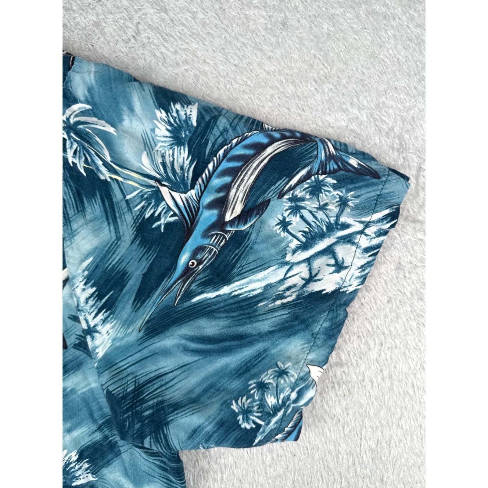 Paradise Found VINTAGE Paradise Found Shirt Men 3XL Blue Hawaiian Palm Floral Short Sleeve Button-Up Size US XXL / EU 58 / 5 - 2 Thumbnail