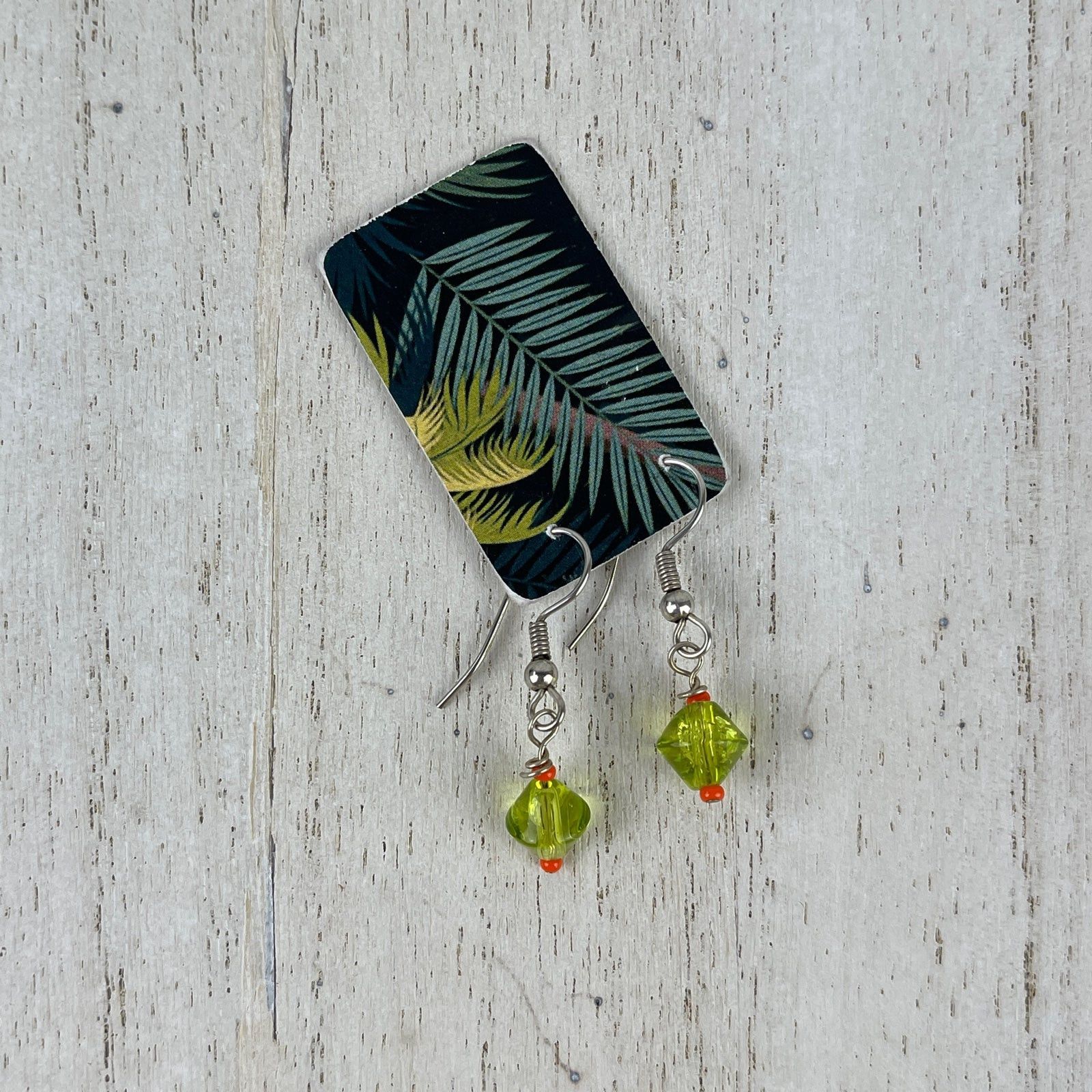 Handmade Handmade Dainty Bead Earrings Green Orange Artsy Jewelry Size ONE SIZE - 2 Thumbnail
