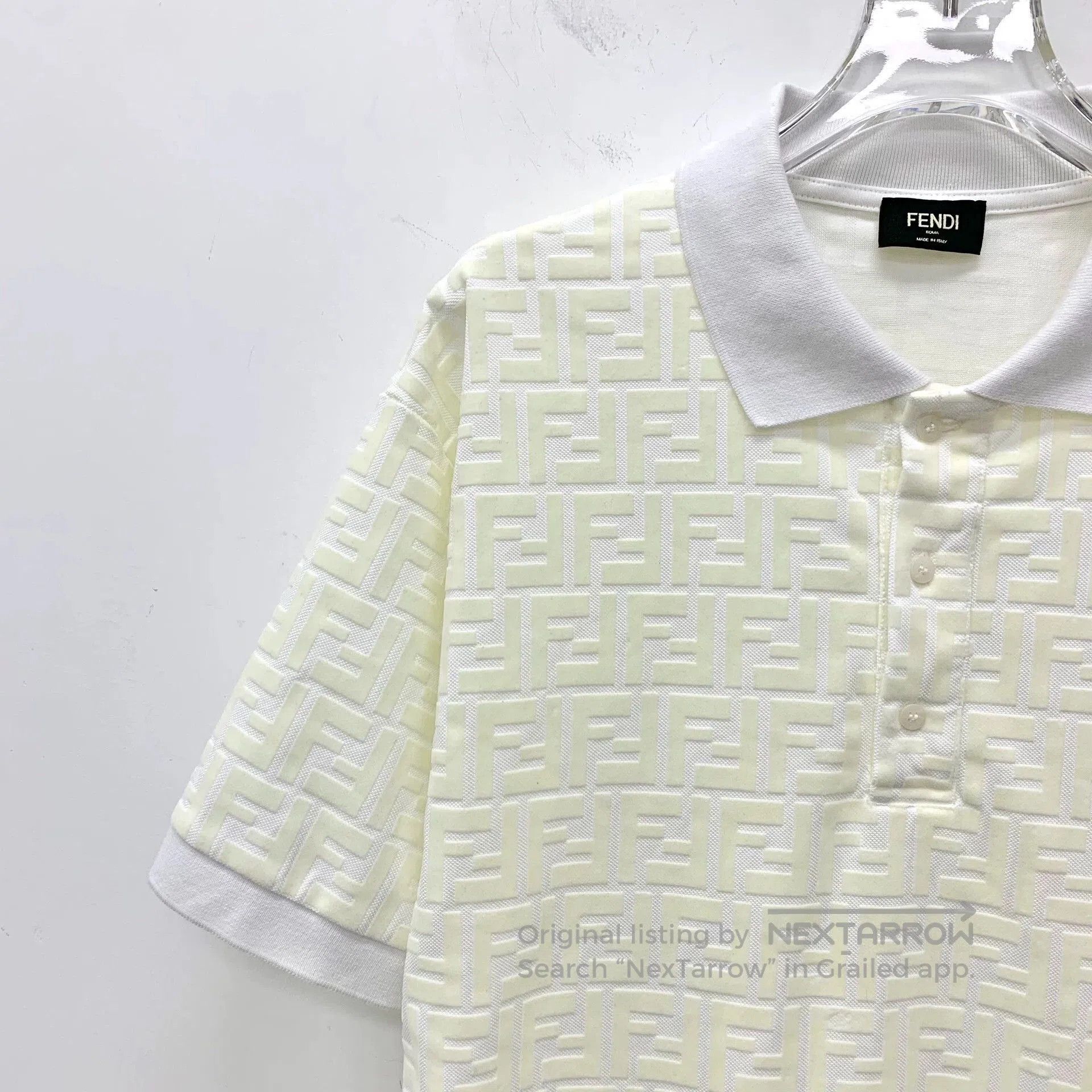 Fendi fendi beige logo print short sleeve polo. Size US M / EU 48-50 / 2 - 3 Thumbnail