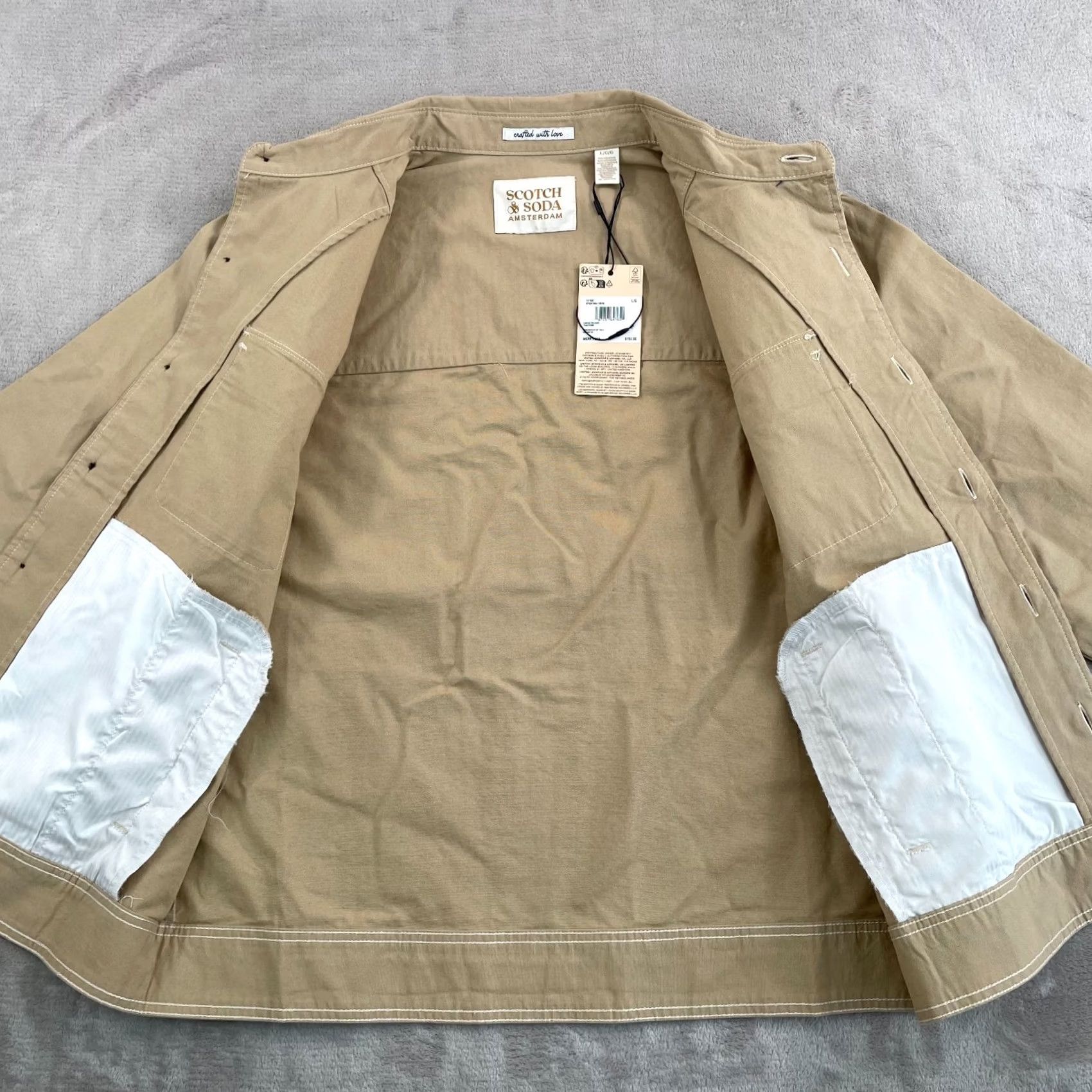 Scotch & Soda Scotch & Soda Canvas Trucker Jacket Men Large Beige Regular Classic Fit NWT Logo Pockets All Seasons Spring Winter Casual Shirt/Jacket Size US L / EU 52-54 / 3 - 7 Thumbnail