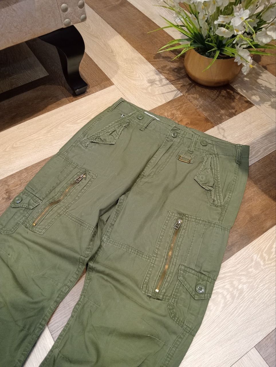 Japanese Brand BALDIA GREEN ARMY MULTIPOCKET CARGO PANTS Size US 32 / EU 48 - 4 Thumbnail
