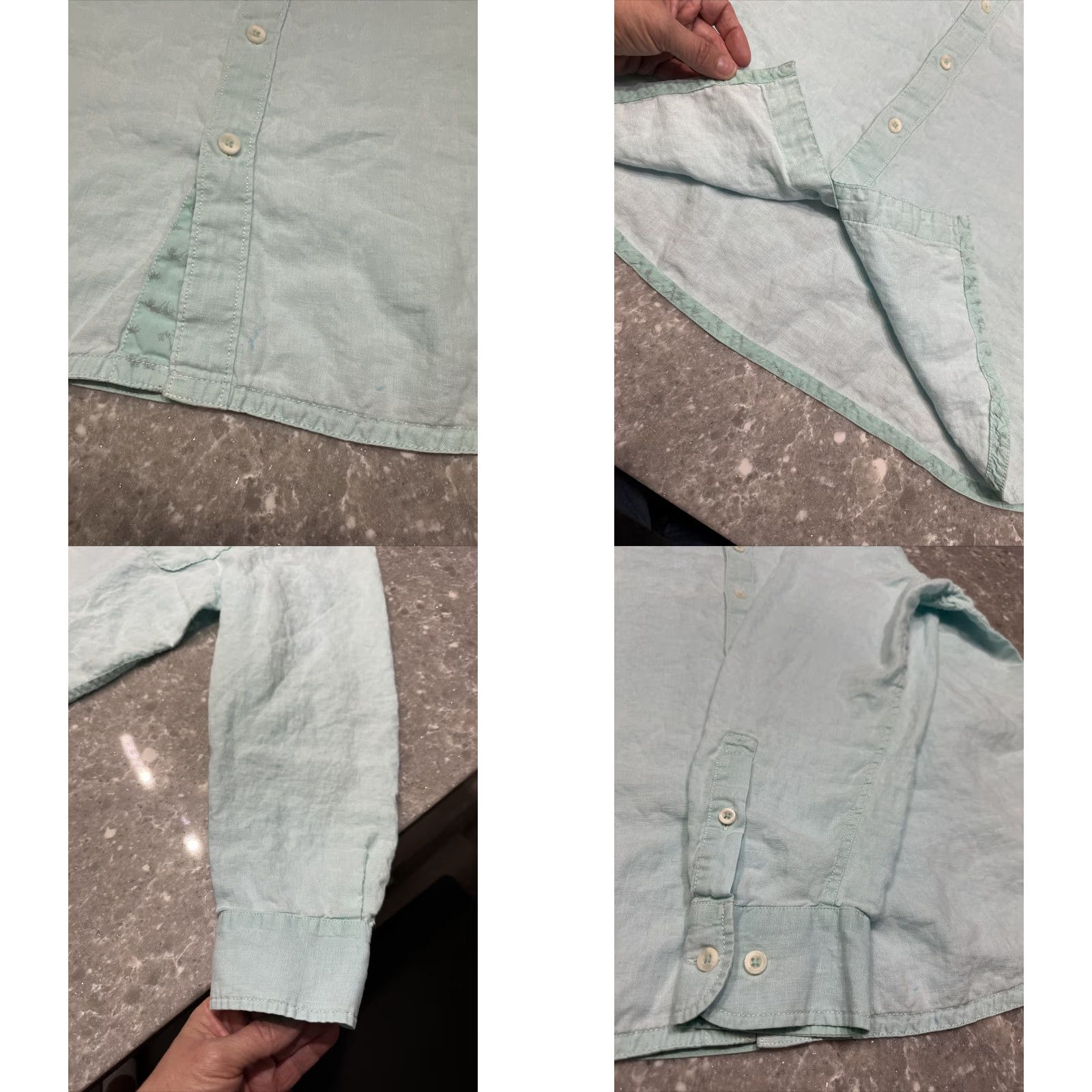 Tommy Bahama Tommy Bahama Relax Shirt XL Linen Button-Up Long Sleeve Casual Pockets Solid Aqua Mens Size US XL / EU 56 / 4 - 8 Thumbnail