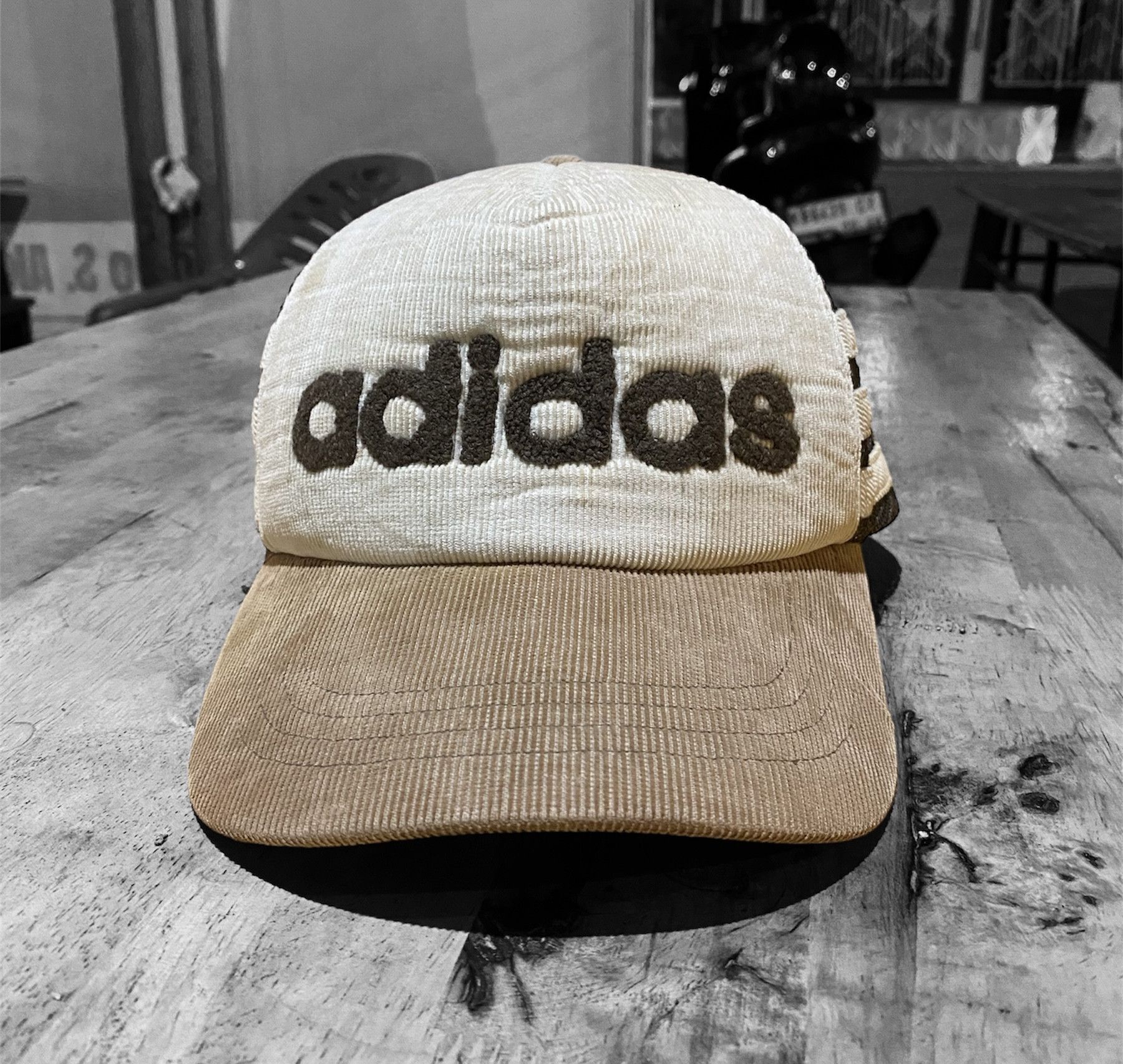 image of Adidas Vintage 3 Stripe Truckers Hats in Cream, Men's
