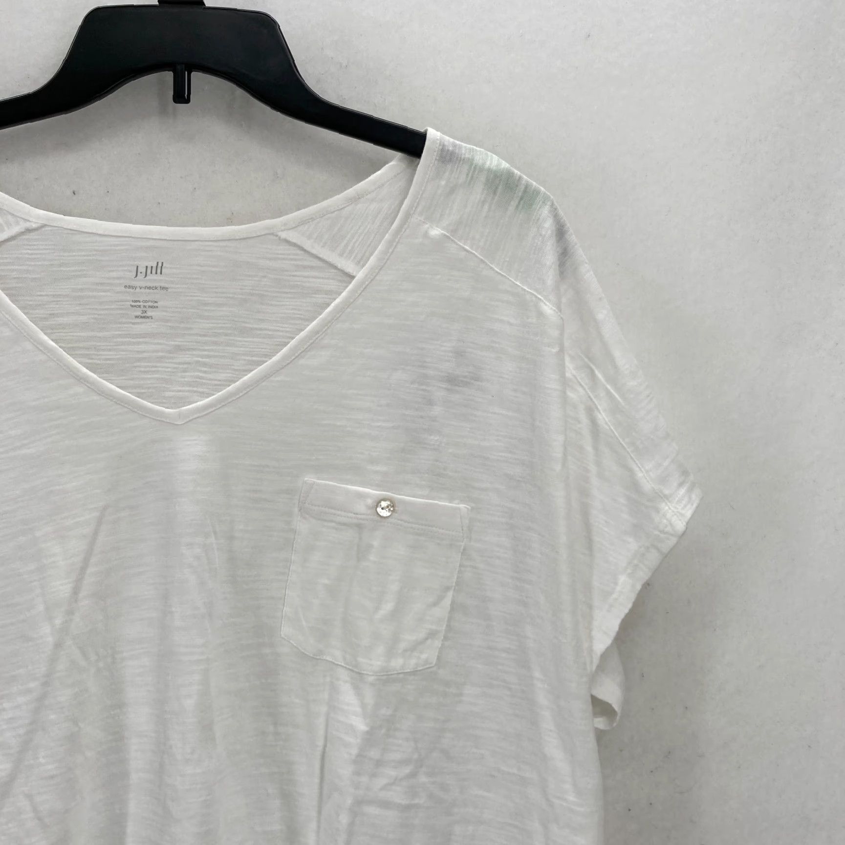 J. Jill J. Jill Easy V-Neck Tee Women's Plus 3X White Slub Knit Short Sleeve Lagenlook Shirt Women 3X White Slub Knit V-Neck Tee Size 40" / US 18 - 2 Thumbnail