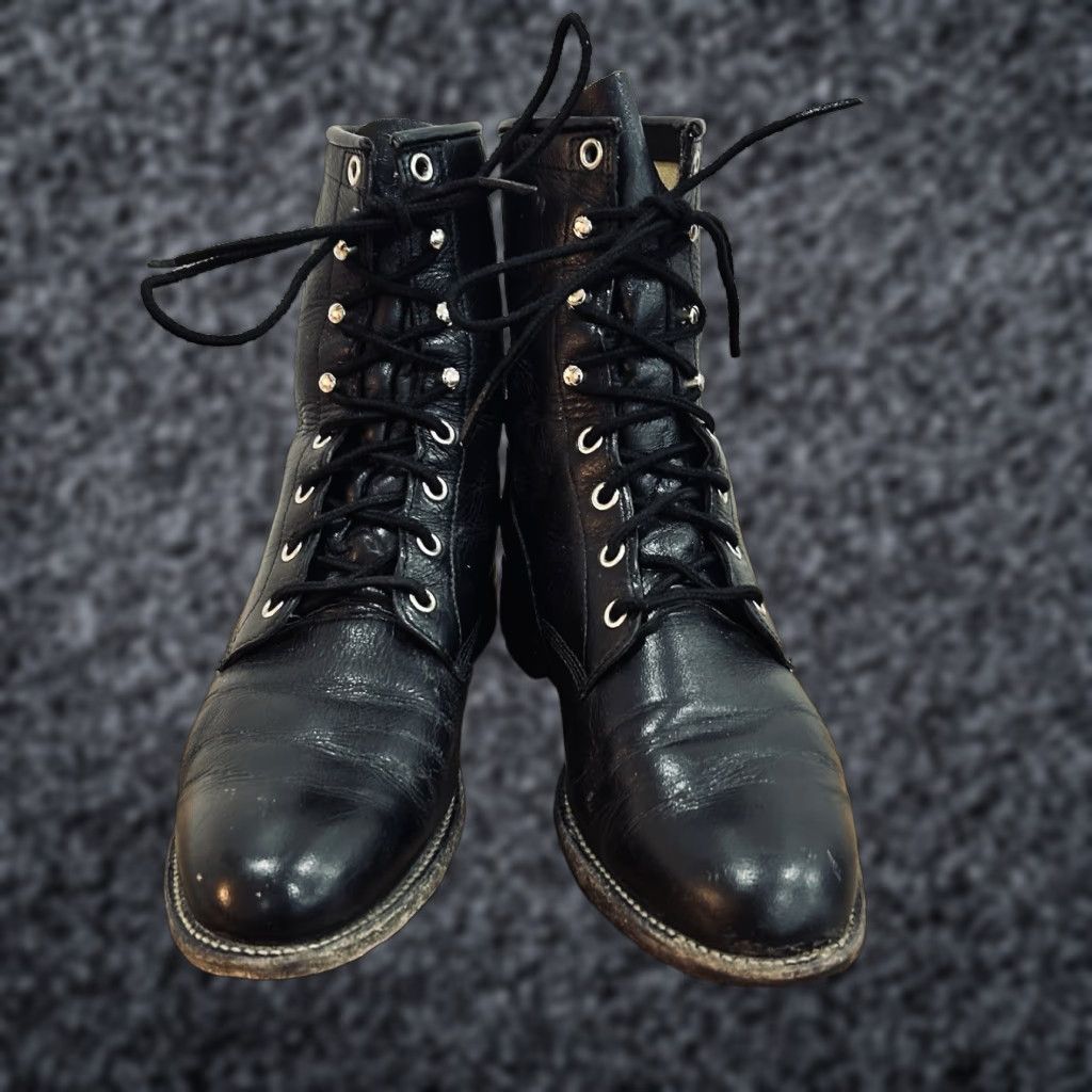 **Women's Justin Black Lace-Up Cowboy Boots Size 6.5 C L0506** User: Women's Justin Black Lace-Up Cowboy Boots Size 6.5 C L0506