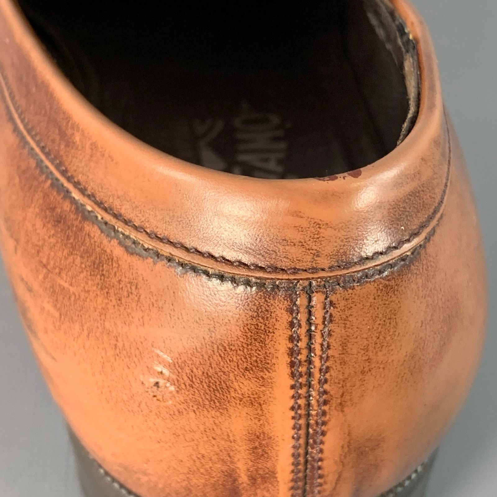 Salvatore Ferragamo SALVATORE FERRAGAMO Brown Gold Leather Horsebit Loafers Size US 7 / EU 40 - 10 Thumbnail