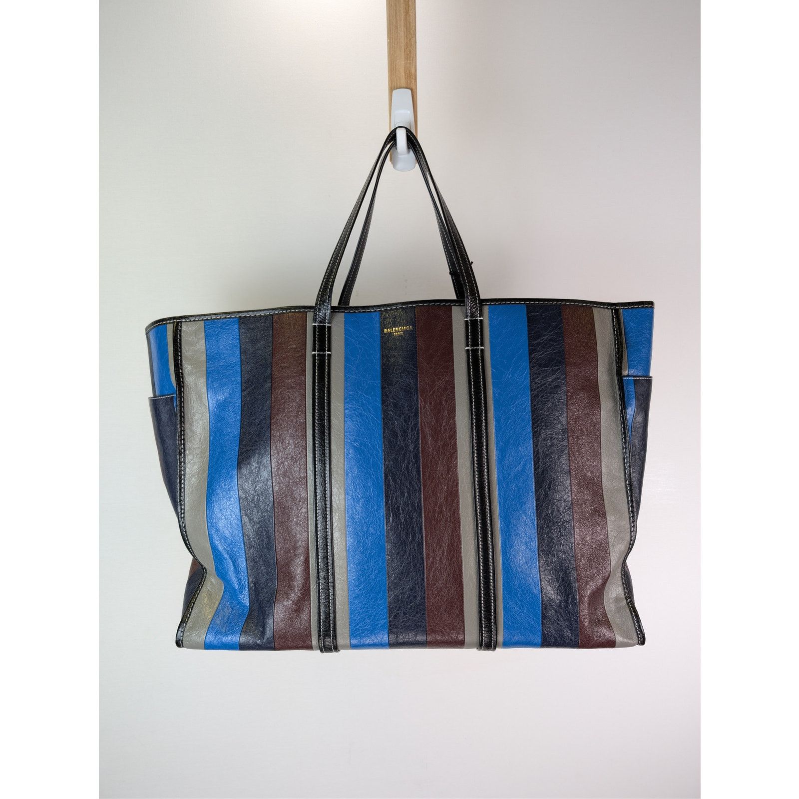 Balenciaga o1rshd1 Striped Arena Lamb PA Shatelet Carry All Tote Bag Size ONE SIZE - 19 Thumbnail