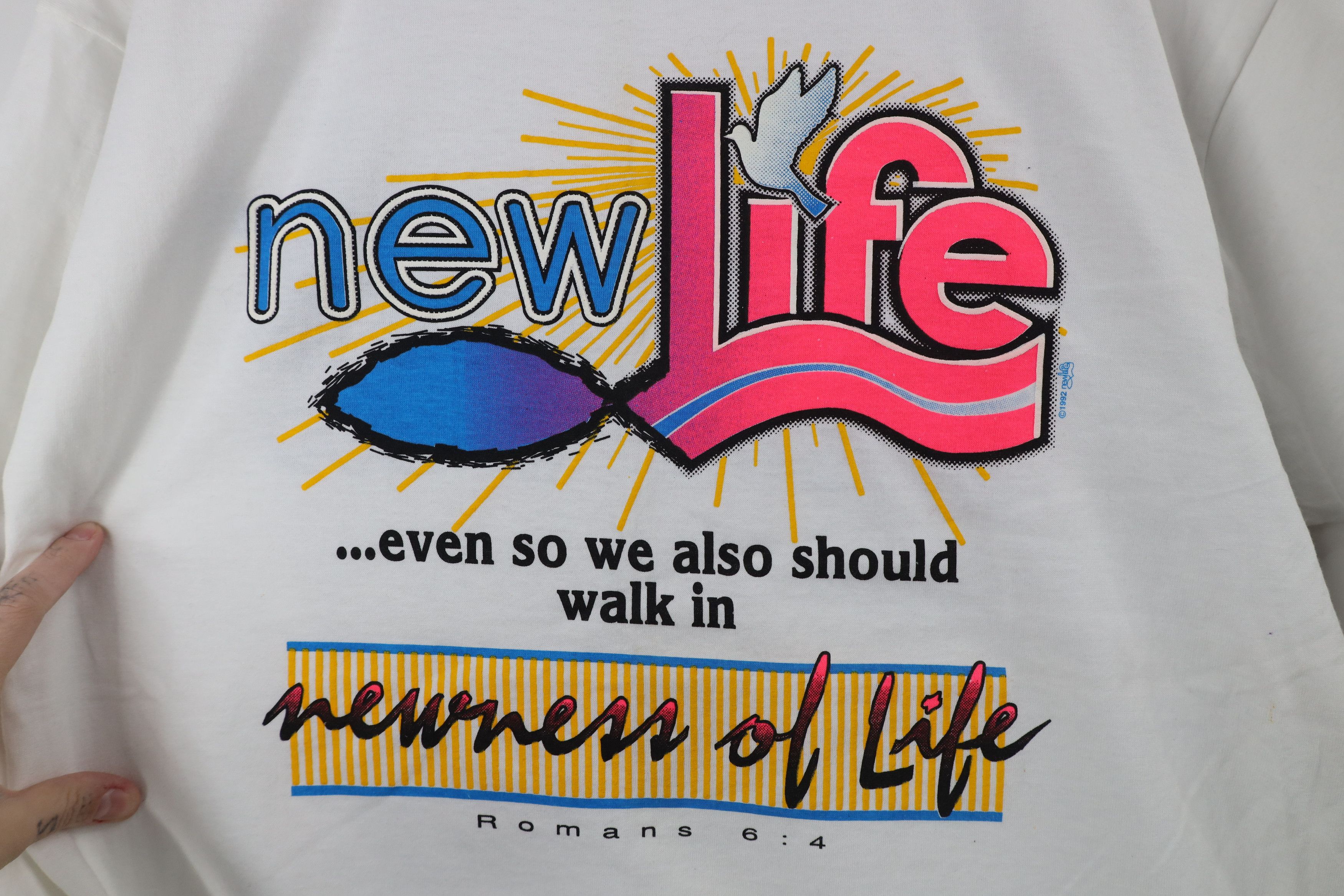 Vintage Vintage 90s Christian New Life Jesus Romans 6:4 T-Shirt USA Size US XL / EU 56 / 4 - 4 Thumbnail