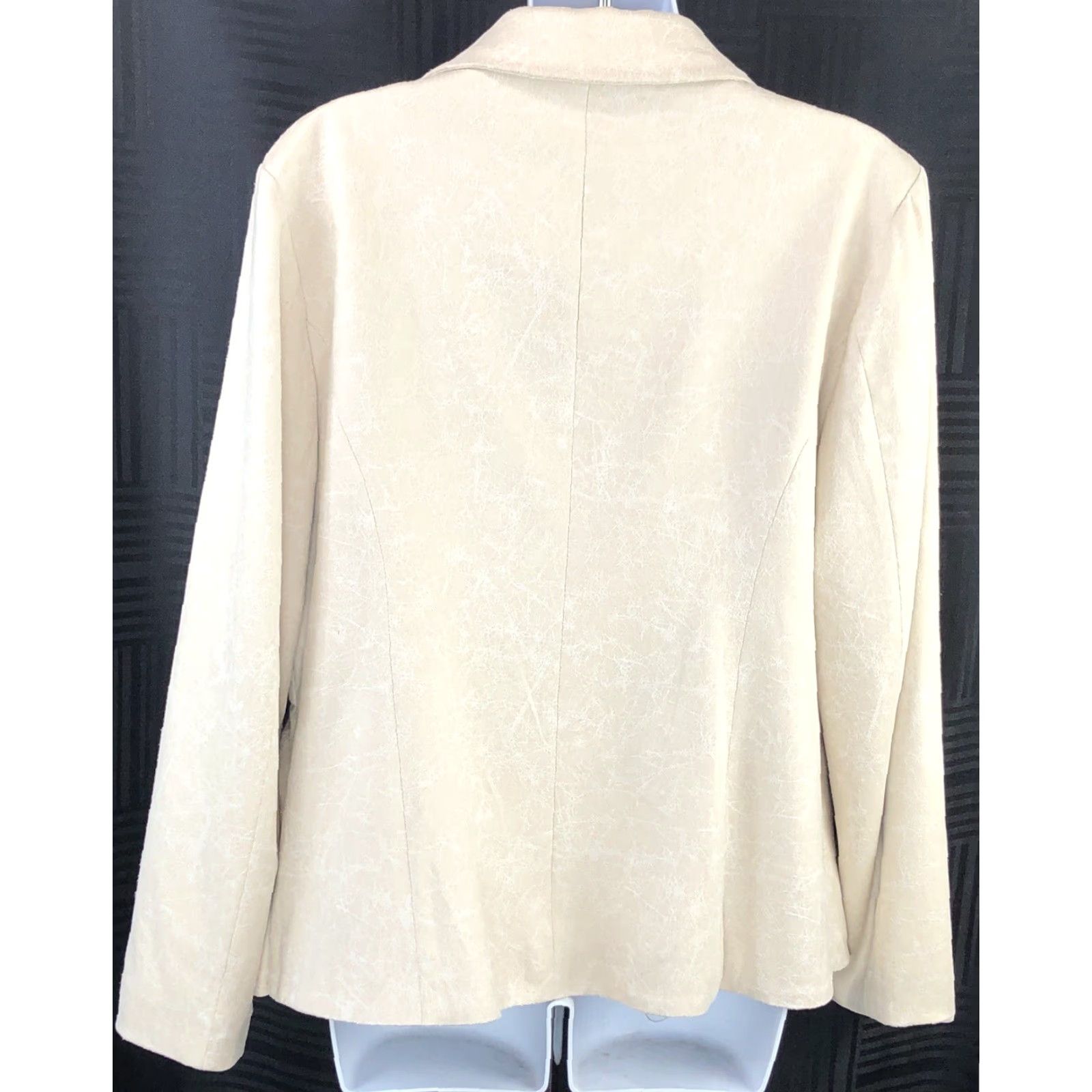 Vintage V Cristina Blazer Jacket L Ivory Marble Layered Peplum Career Office Jacket Blazer Size L / US 10 / IT 46 - 3 Thumbnail