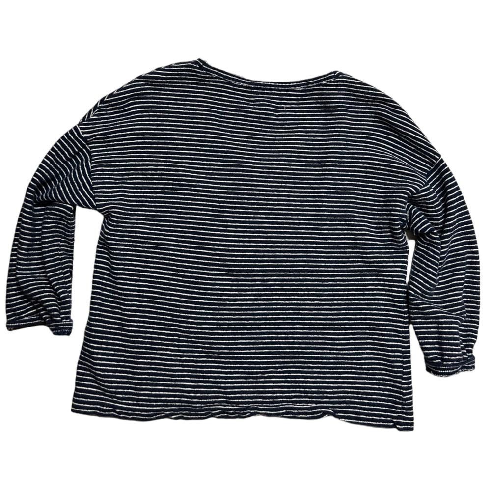 Madewell Madewell l Navy/White Textured 3/4 Sleeve Top XS Size XS / US 0-2 / IT 36-38 - 2 Thumbnail