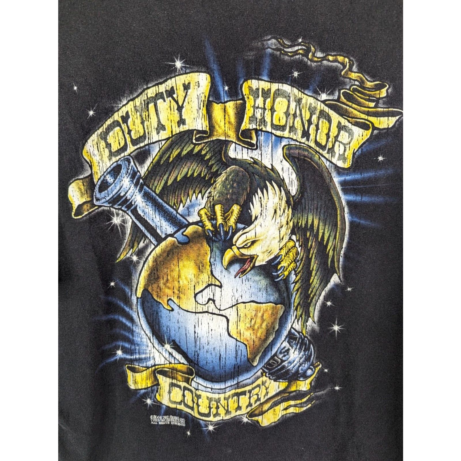 Vintage VINTAGE 7.62 Designs 2000's Duty Honor Country T Shirt XL L Eagle Patriotic USA Men Short Sleeve Black Cotton Graphic Print Regular Fit Shirt Size US L / EU 52-54 / 3 - 2 Thumbnail
