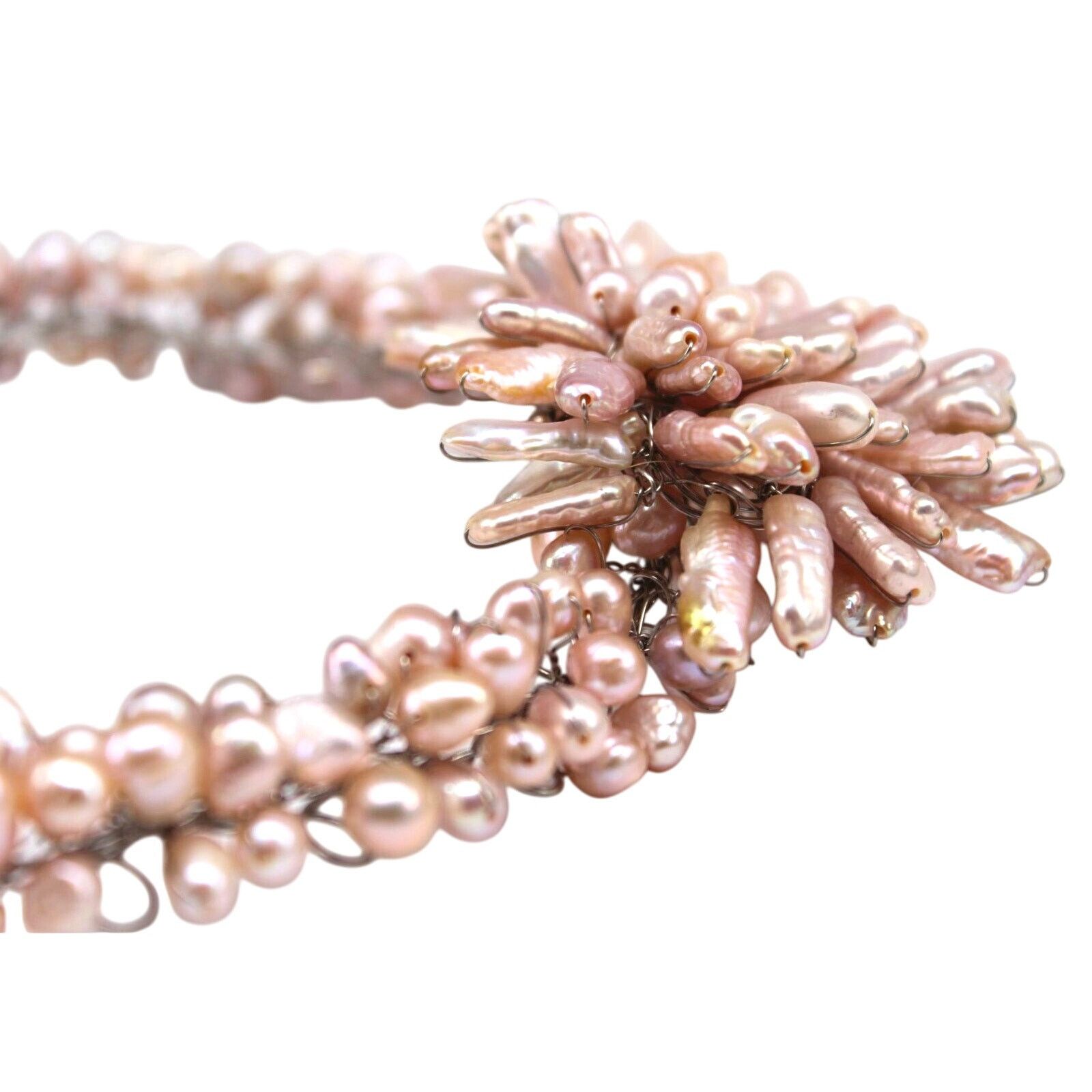 Other Big Light Pink Fresh Water Pearl Necklace Silvertone 15" Size ONE SIZE - 3 Thumbnail