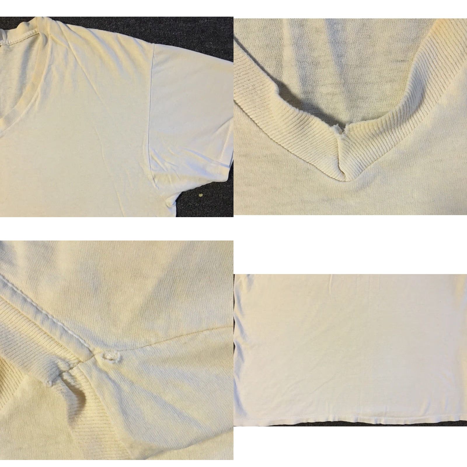 Hanes VINTAGE Hanes Shirt XL White 90s Distressed V-Neck T-Shirt Men Grunge Punk Skate Biker Rock 80s 90s California USA Size US XL / EU 56 / 4 - 8 Thumbnail