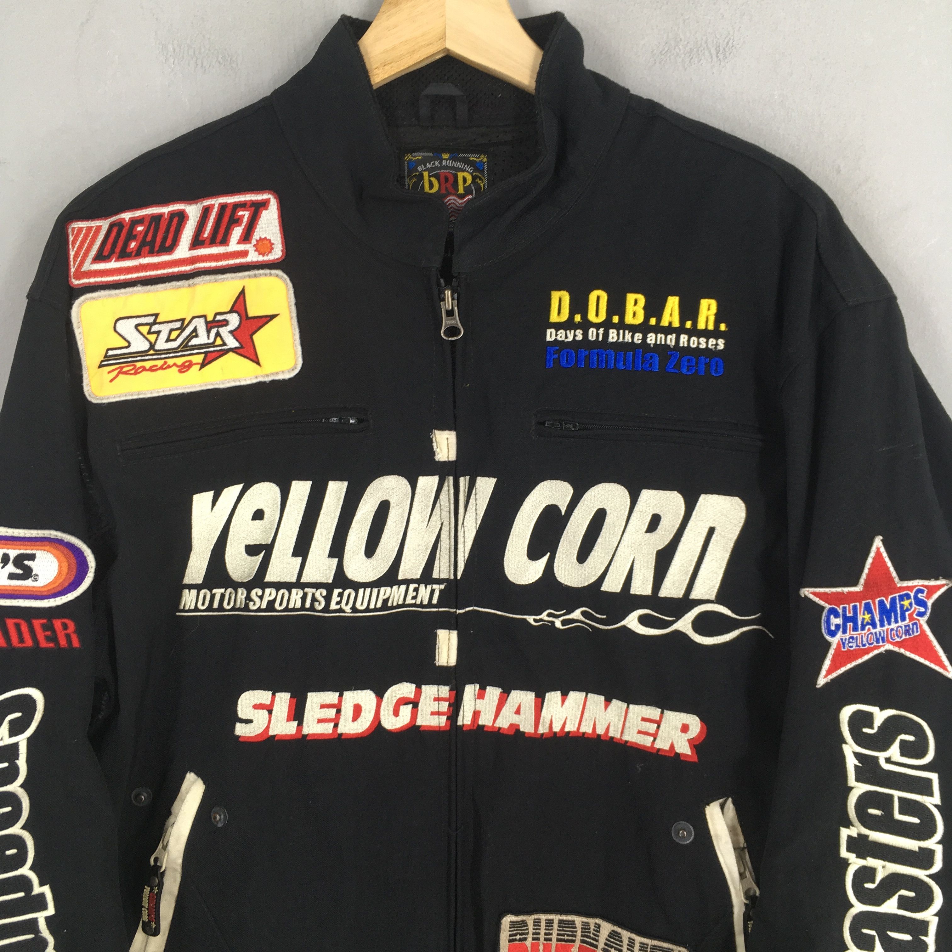 Vintage Yellow Corn Motorsports Sledge Hammer Jacket Large
