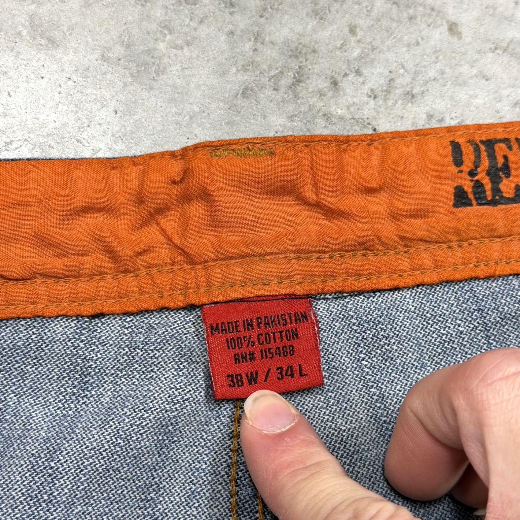 Denime Massive Jeans Mens 38x34 Blue Relaxed Fit Denim Pockets Southwestern Geometric Waist 38 Inseam 34 Classic Straight Vintage? Size US 38 / EU 54 - 6 Thumbnail