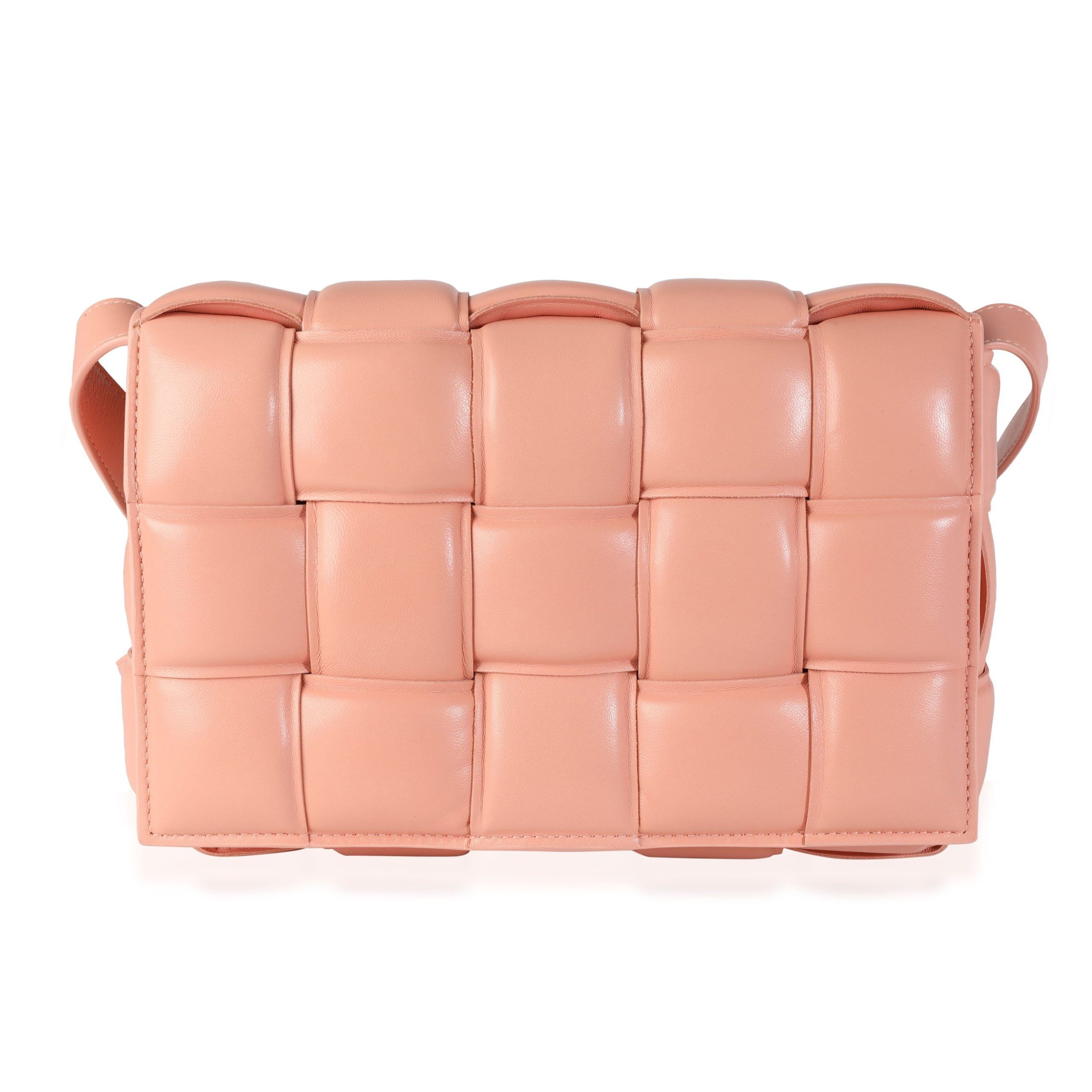 image of Bottega Veneta Peachy Maxi Intrecciato Leather Padded Cassette Bag in Beige, Women's