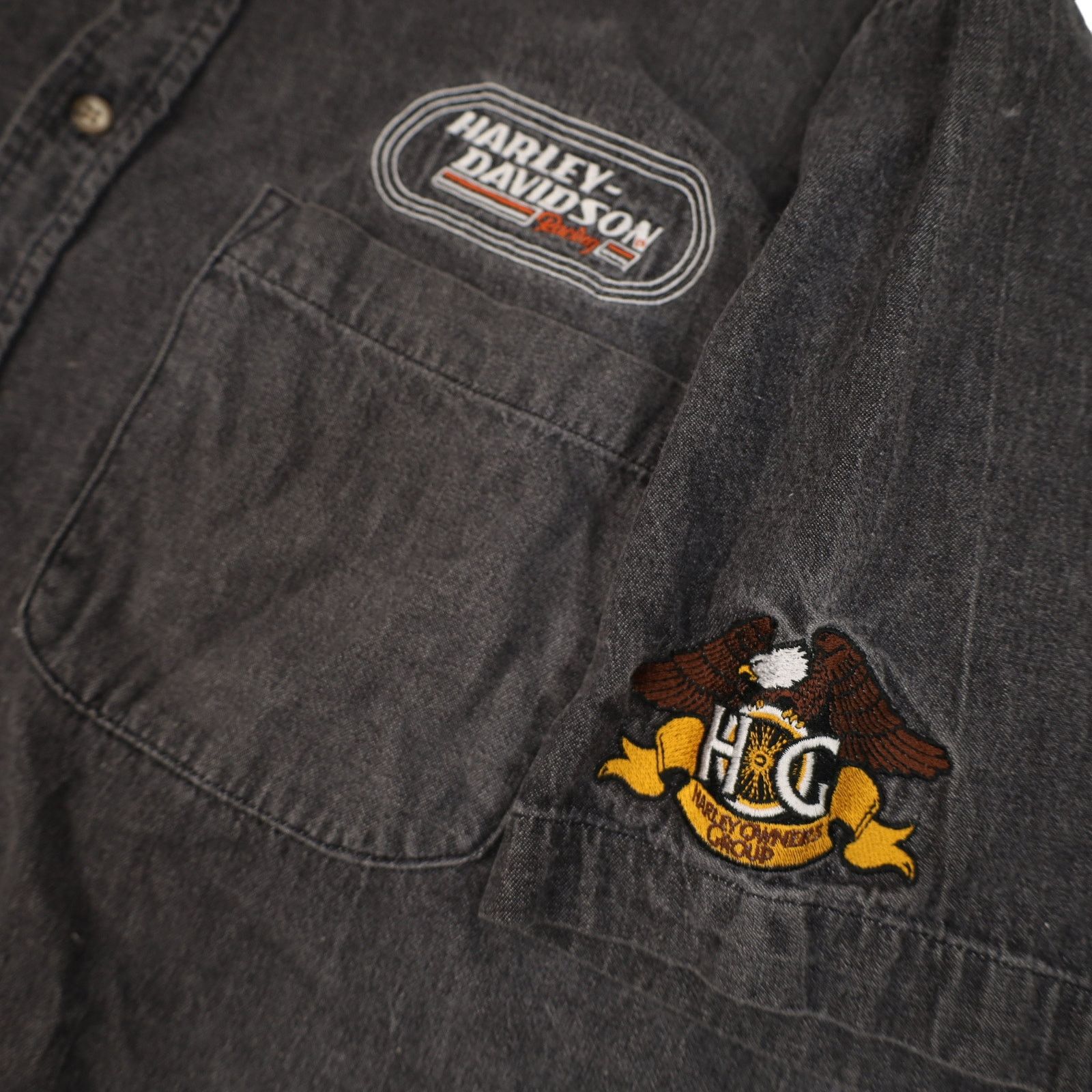 Harley Davidson × Vintage Vintage Harley Davidson Racing Embroidered Spellout Shirt Size US XL / EU 56 / 4 - 6 Thumbnail