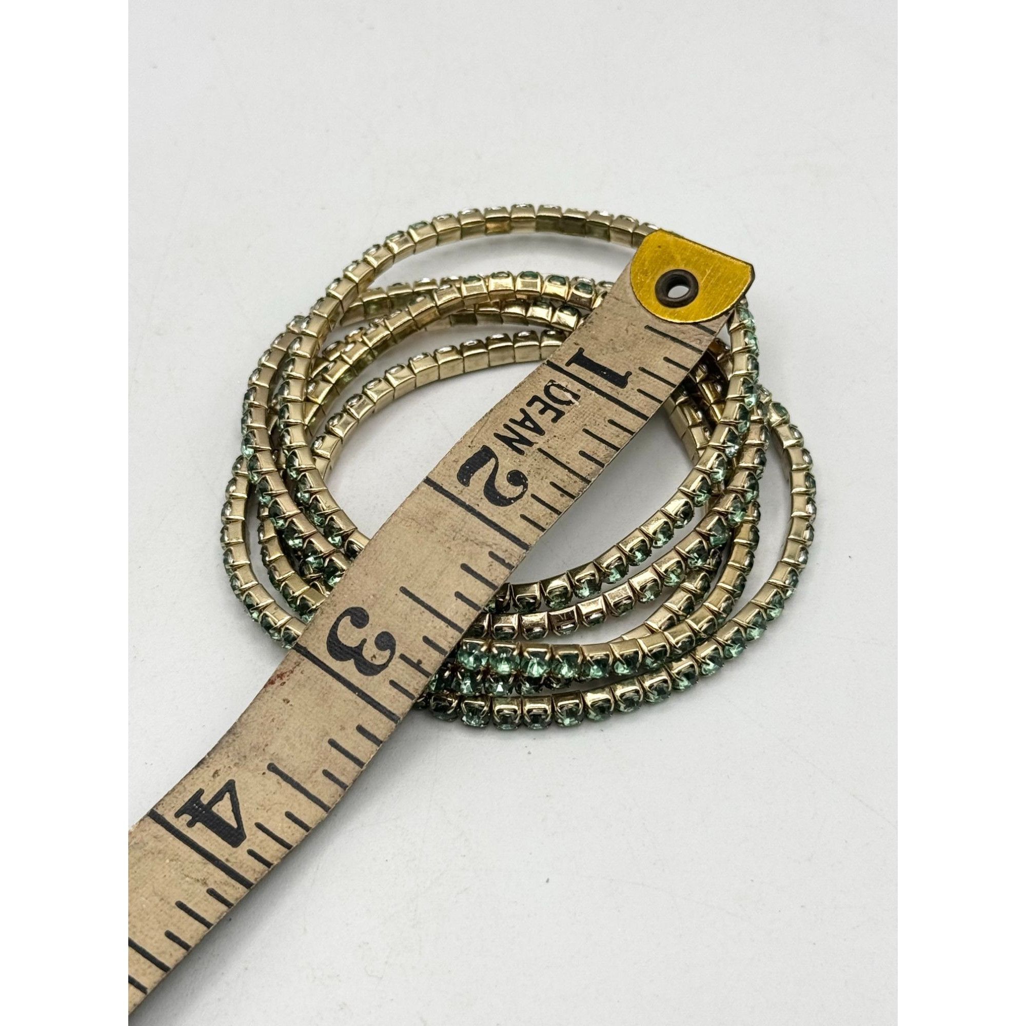 Vintage Vintage green rhinestone stretch five strand bracelet set Size ONE SIZE - 4 Thumbnail