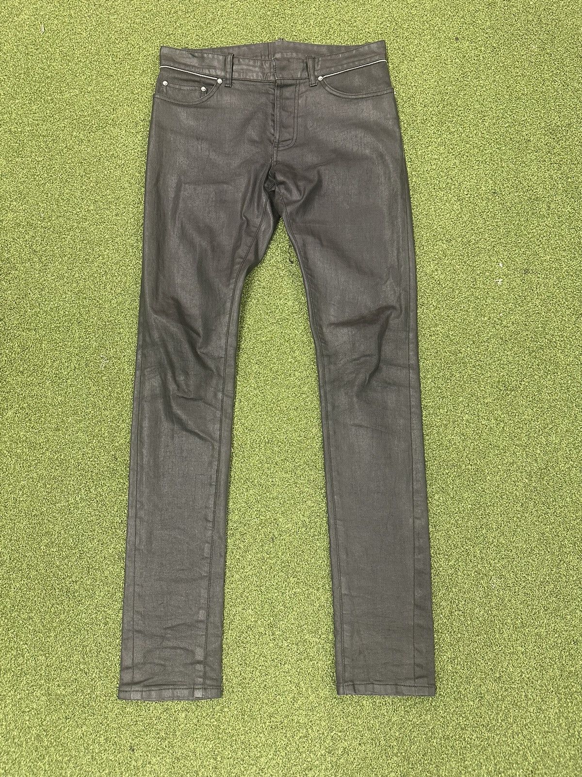 image of Balenciaga Waxed Denim Pants in Black, Men's (Size 30)