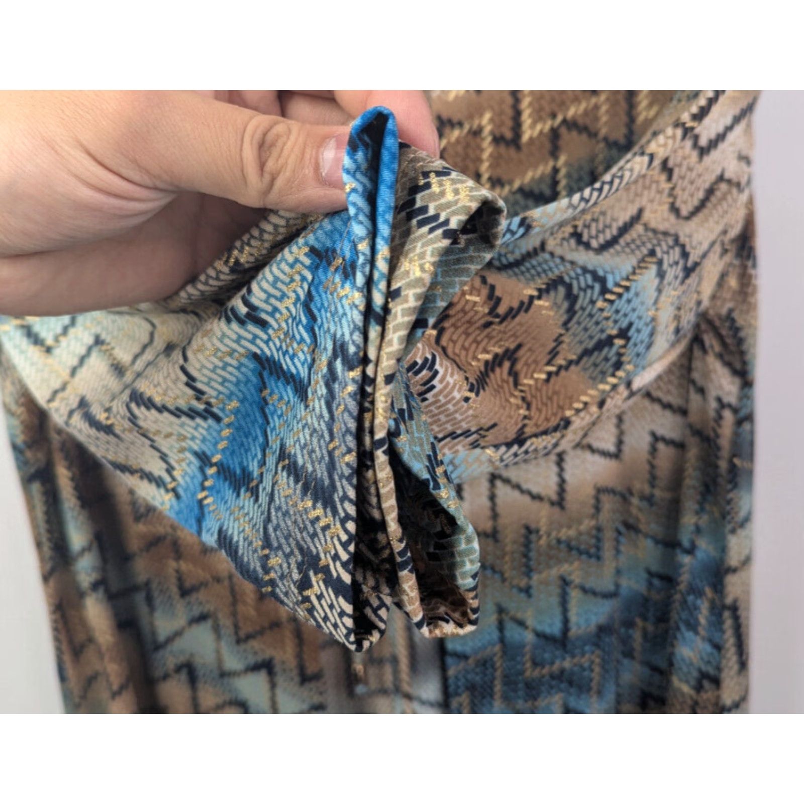 Vintage Chico's Travelers Long Cardigan Womens M/8 Chevron Print Front Tie Shirt Sweater Open Front All Seasons Lightweight Casual Womens Size M / US 6-8 / IT 42-44 - 3 Thumbnail