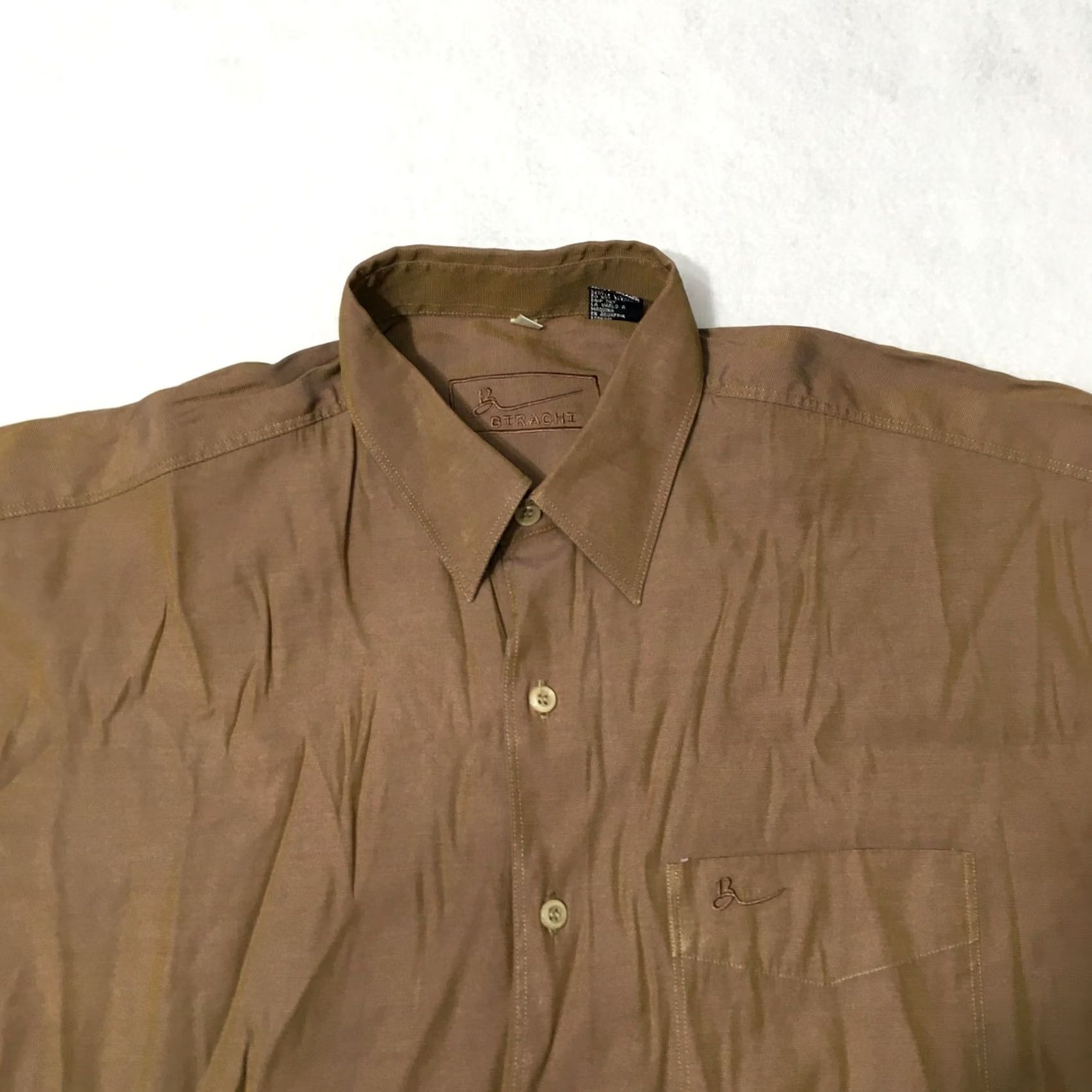 Vintage BIRACHI Shirt Men’s XL Brown Iridescent Shimmer Long Sleeve Button-Up Distressed Urban Classic 90s Womens Mens Girls Size US XL / EU 56 / 4 - 2 Thumbnail