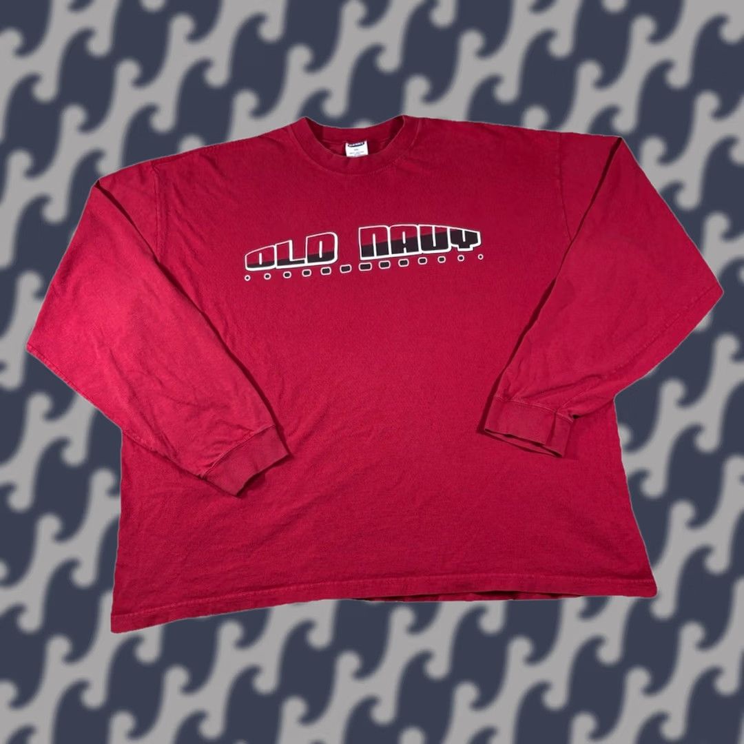 Old Navy VINTAGE Old Navy Shirt Red Long Sleeve Spell Out Graphic Men’s XXL 2XL 90s Logo Crew Neck Regular Men Size US XXL / EU 58 / 5 - 1 Thumbnail