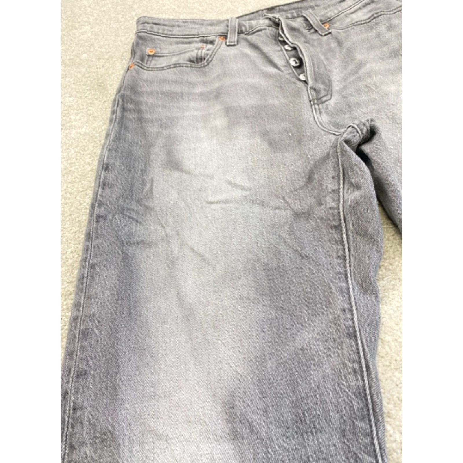Levi's Levi's 501 Jeans Mens 29x30 Gray Denim Button Fly Straight Levi's 501 Series Regular Cotton 5-Pocket Mens Jeans Size US 29 - 4 Thumbnail
