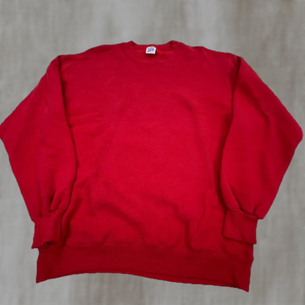 Jerzees VINTAGE Jerzees Sweatshirt Mens Large Red Crew Neck 90s 50/50 Fleece Heavyweight All Seasons Pullover Classic Hipster Retro American Style Size US L / EU 52-54 / 3 - 1 Thumbnail
