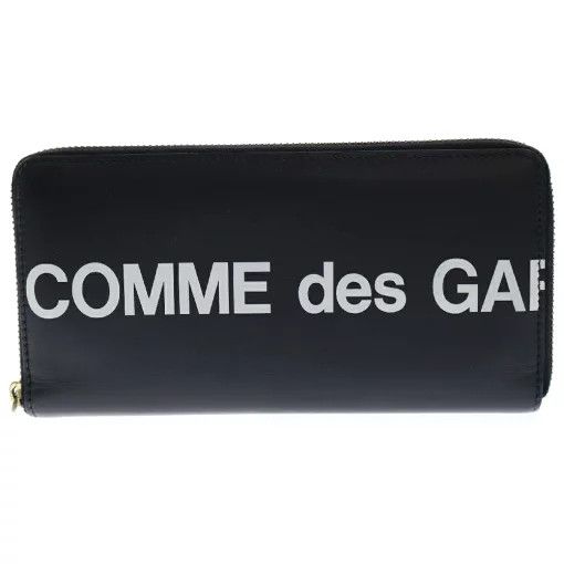 Comme des Garcons Wallet HUGE LOGO Round Zip Leather Bi-Fold Long Black Size ONE SIZE - 1 Thumbnail