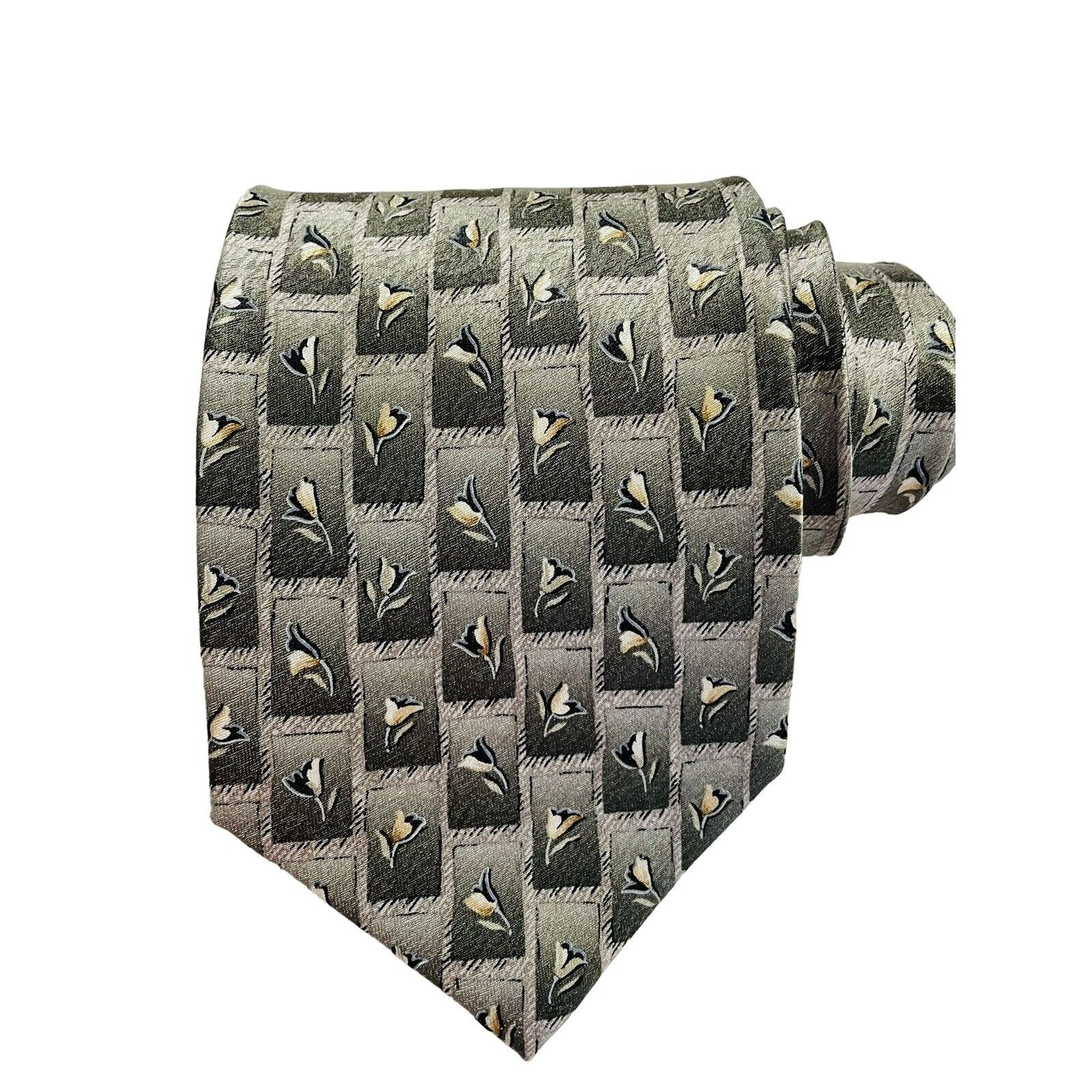 Pierre Cardin Pierre Cardin Men's Tie Tan Green White Floral Silk Tie 60” Size ONE SIZE - 1 Thumbnail