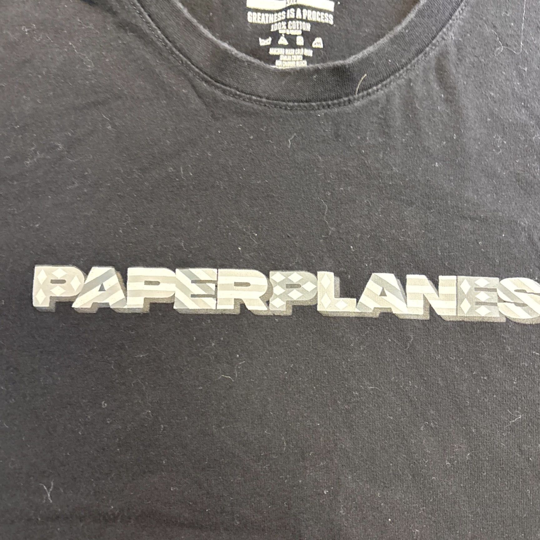 Vintage PAPER PLANES T-Shirt Black 3XL Diamond Stripes Crew Neck Men Streetwear Grunge, Reflective, Love Size US XXL / EU 58 / 5 - 2 Thumbnail