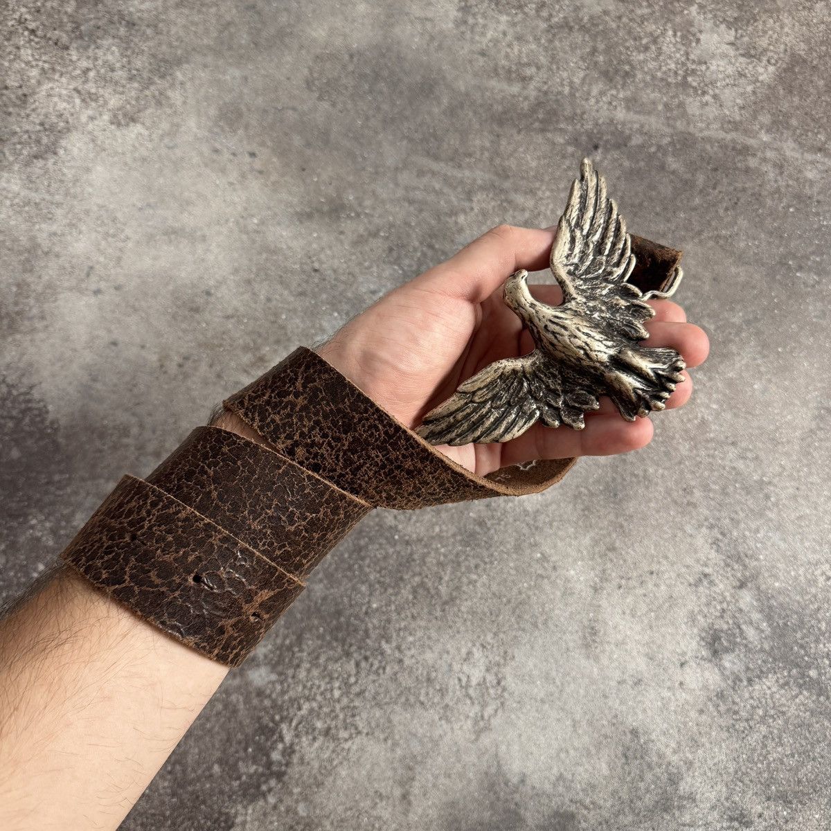 Hysteric Glamour Eagle Buckle Vintage Y2K Grunge Faded Real Leather Belt Size ONE SIZE - 4 Thumbnail