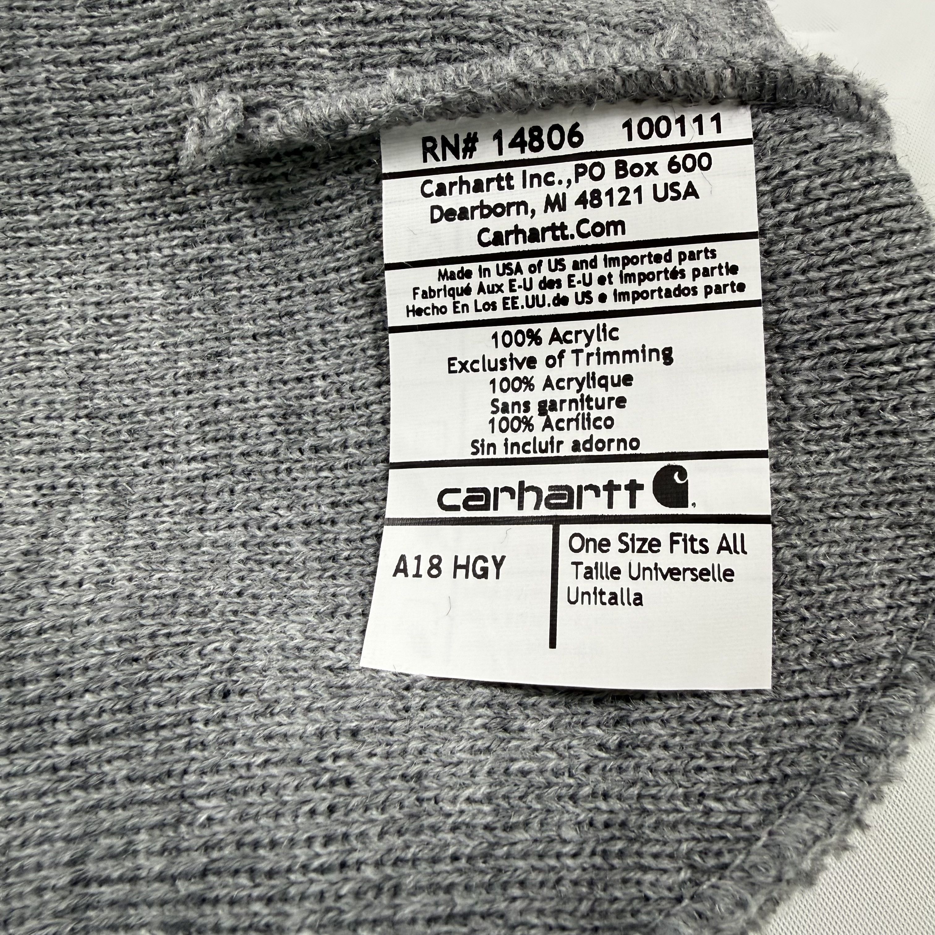 Carhartt Carhartt A18 Heather Gray Acrylic Watch Hat Beanie Logo Size ONE SIZE - 6 Thumbnail