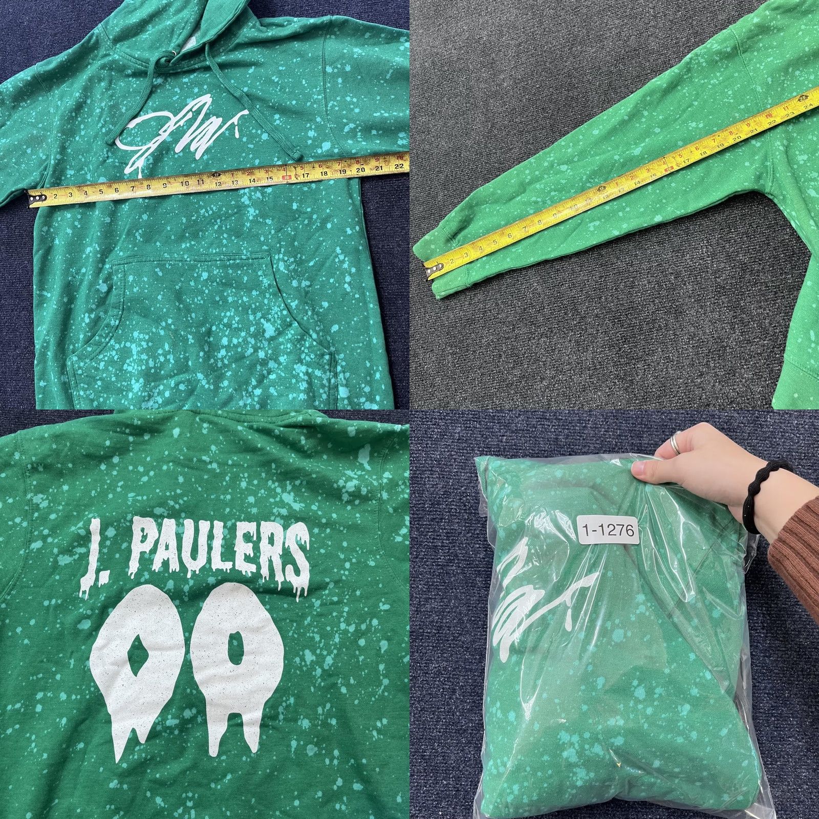 Vintage Jake Paul Hoodie Mens M Green Fanjoy Bleach Splatter J Paulers 99 Pullover Size US M / EU 48-50 / 2 - 8 Thumbnail