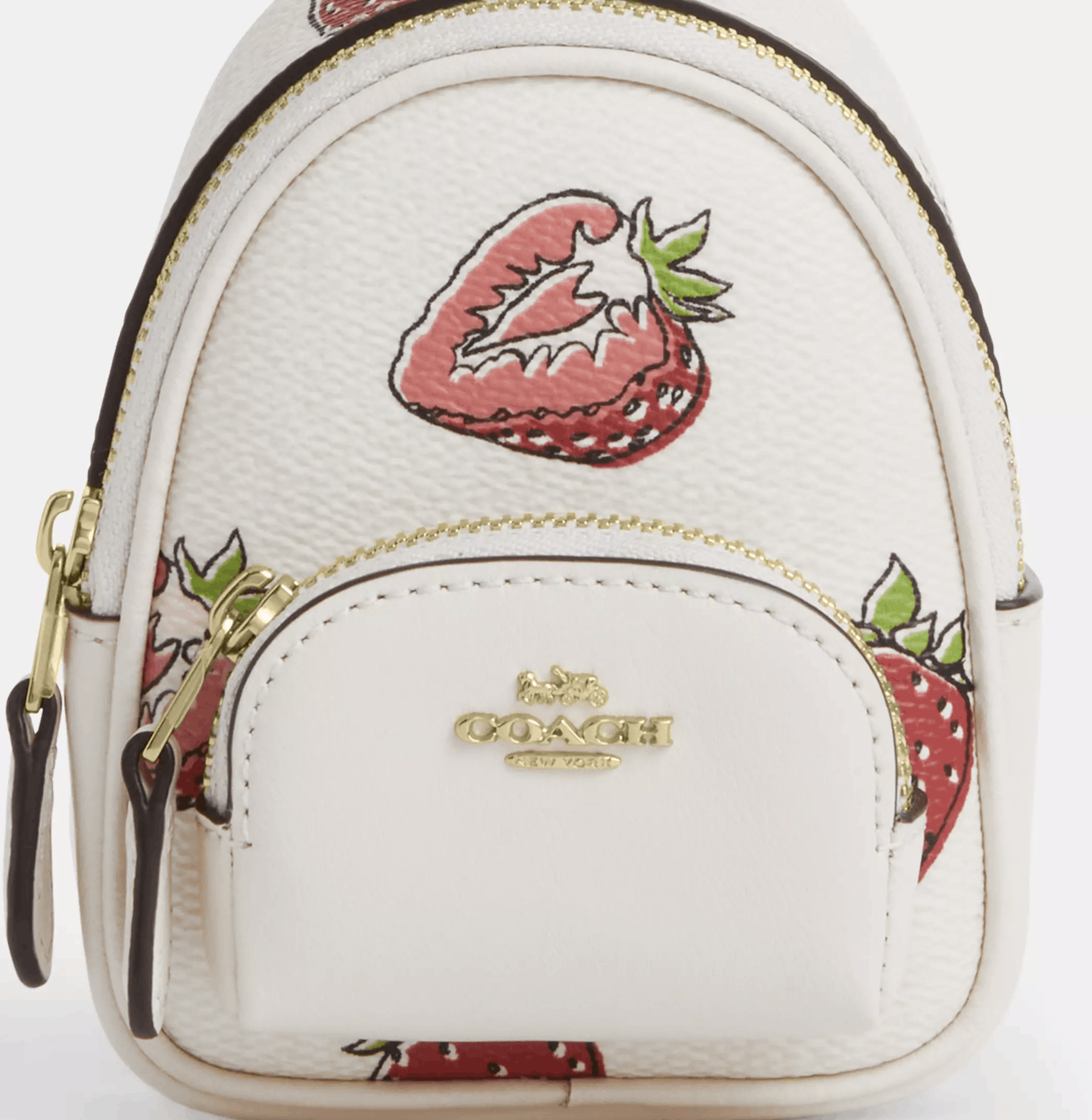 Coach Mini Court Backpack Bag Charm With Strawberry Print CAO93 Size ONE SIZE - 5 Thumbnail