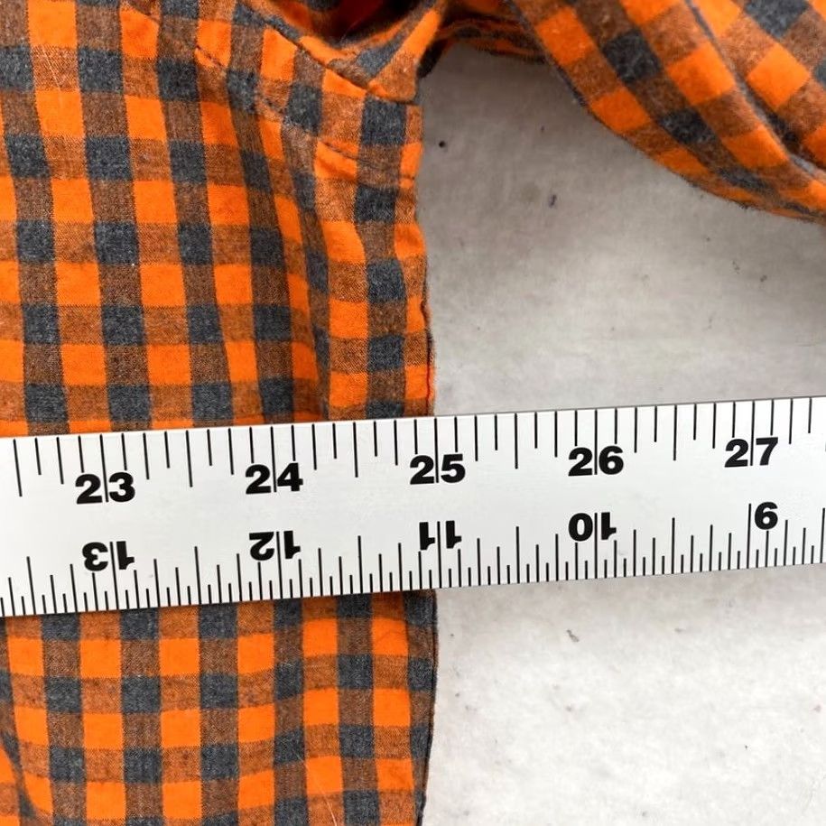 UNTUCKit UNTUCKit Flannel Shirt Mens 2XL Regular Fit Orange Gray Gingham Plaid Camp Shirt Size US XXL / EU 58 / 5 - 7 Thumbnail