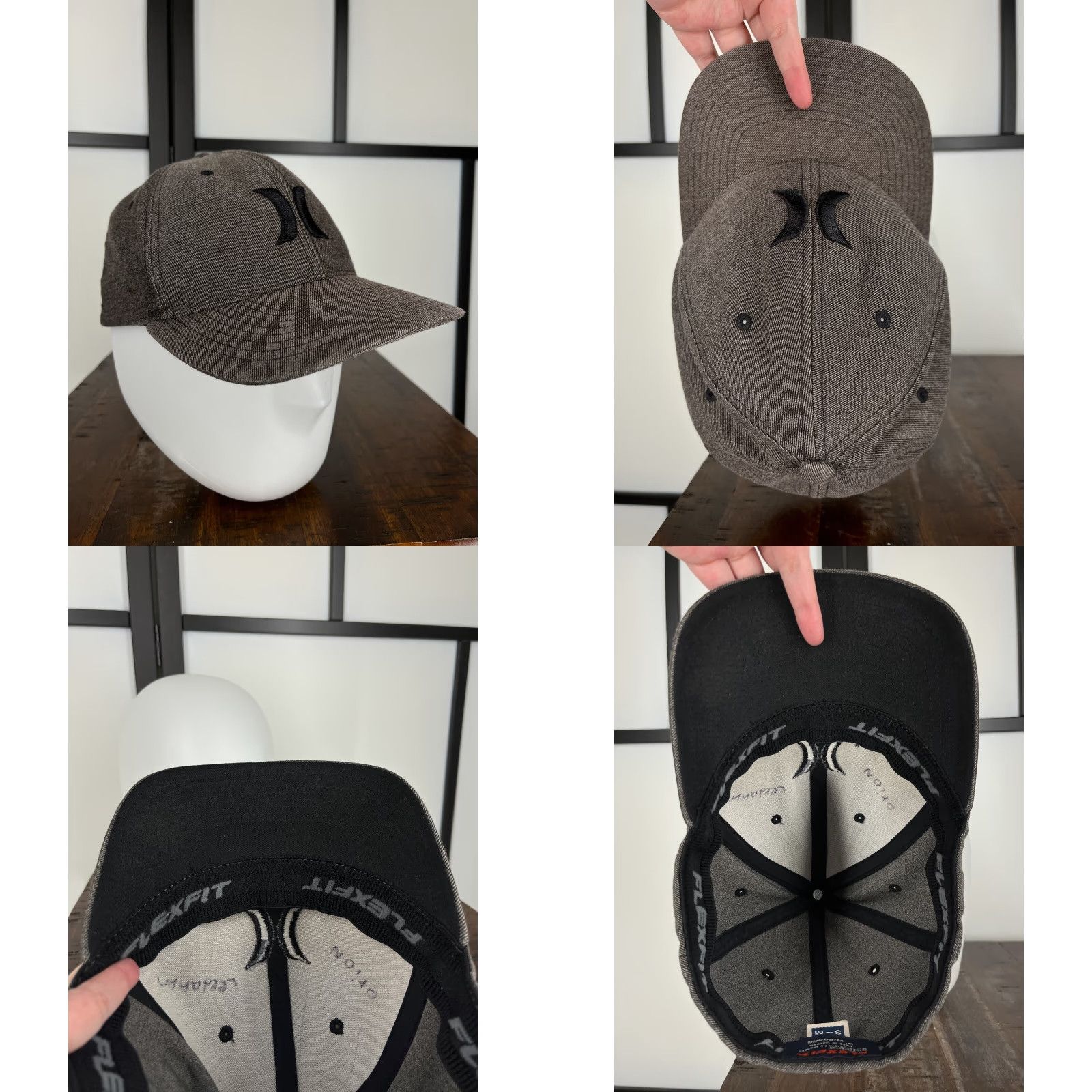 Hurley Hurley Hat Cap Fitted Adult Medium Gray Embroidered Flexfit Skate Rayon Blend Casual Baseball Cap Mens Size ONE SIZE - 8 Thumbnail