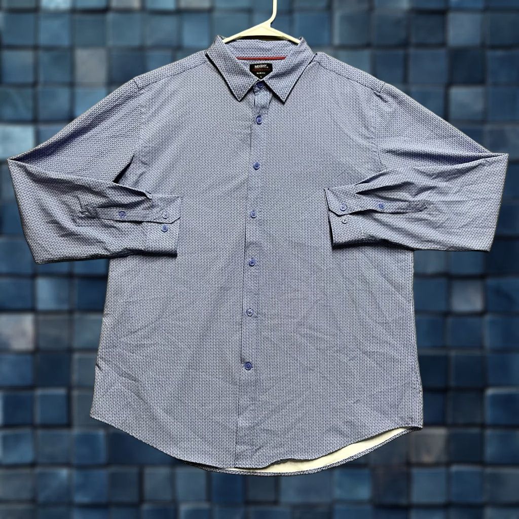 Vintage Mix&NY Blue Geometric AOP Button Up Shirt Mens Large Slim Fit Casual Size US L / EU 52-54 / 3 - 1 Thumbnail