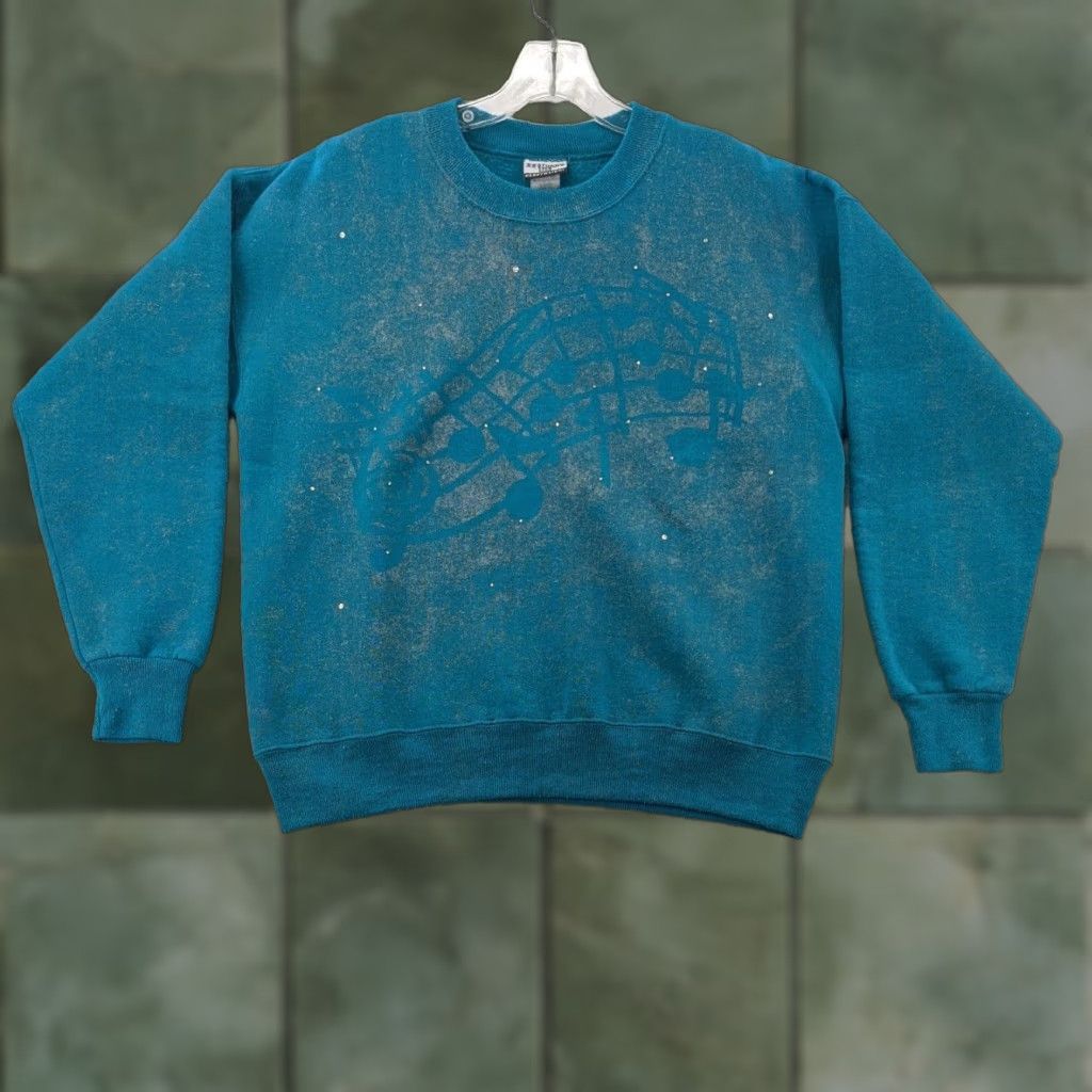 Lee VINTAGE sturdy sweats Lee Sweatshirt Womens Large Blue 90s Music Notes Print Shirt Adult Large Blue 90s Music Womens Size L / US 10 / IT 46 - 1 Thumbnail