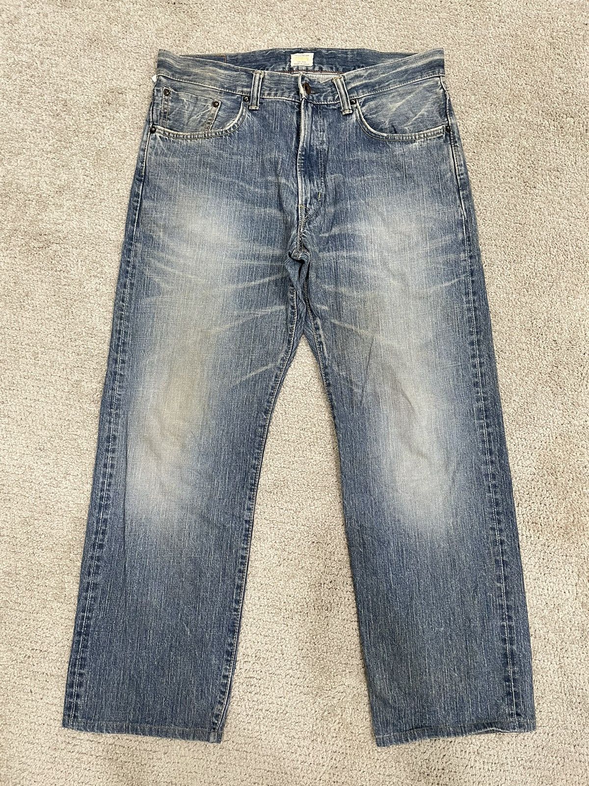 image of Bind Offer VTG Edwin 505Zx Selvedge Distressed in Dark Rust Indigo, Men's (Size 36)