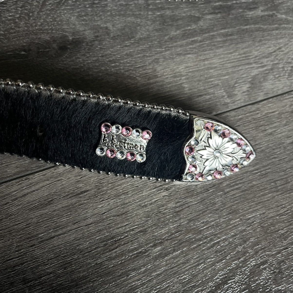 B.B. Simon Vintage B.B. Simon 9003 Horsehair Studded Black Pink Belt Size ONE SIZE - 3 Thumbnail