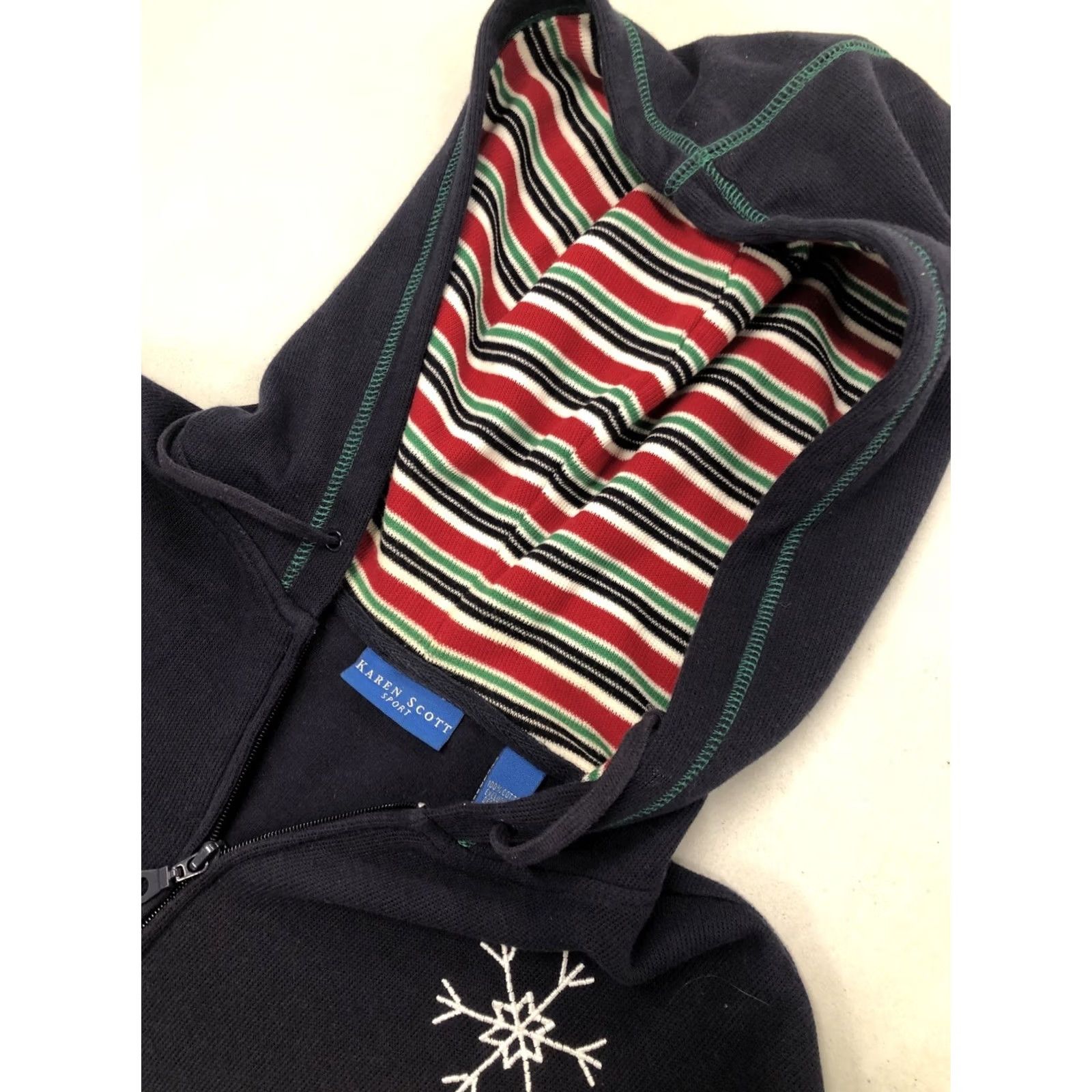 Vintage VINTAGE Karen Scott Christmas Tree Snowman Zip Up Sweater Hoodie XL Blue Women Regular Size Full Zip Holiday Christmas Holiday Size XL / US 12-14 / IT 48-50 - 2 Thumbnail
