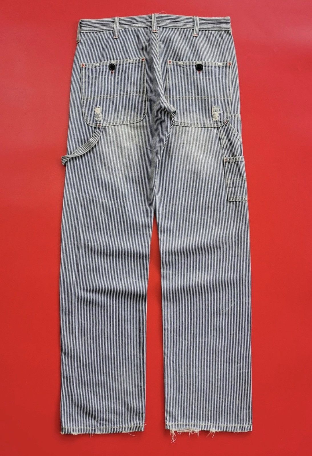 Vintage Browny Japan Hickory Stripe Carpenter Distressed Jeans Size US 32 / EU 48 - 6 Thumbnail