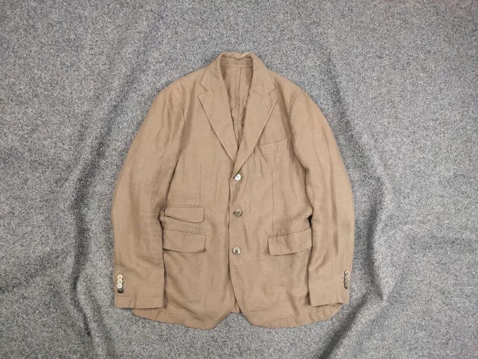 Other Man by Carlos Castillo Design Beige Linen Mens Blazer Jacket Size US L / EU 52-54 / 3 - 1 Thumbnail