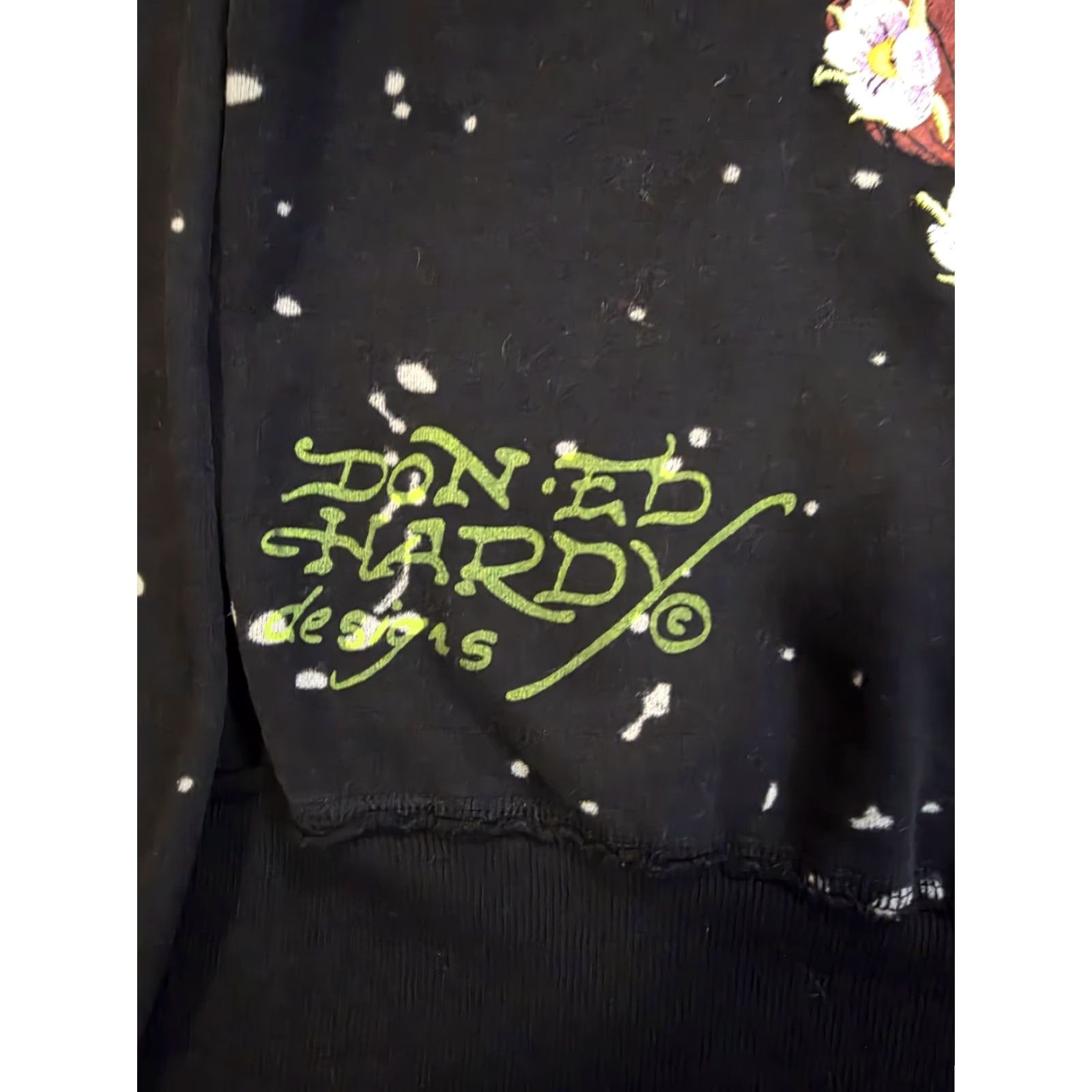 Ed Hardy VINTAGE Ed Hardy Hoodie Full Zip Embroidered Skull Flowers Lion Black Womens Small Size S / US 4 / IT 40 - 5 Thumbnail