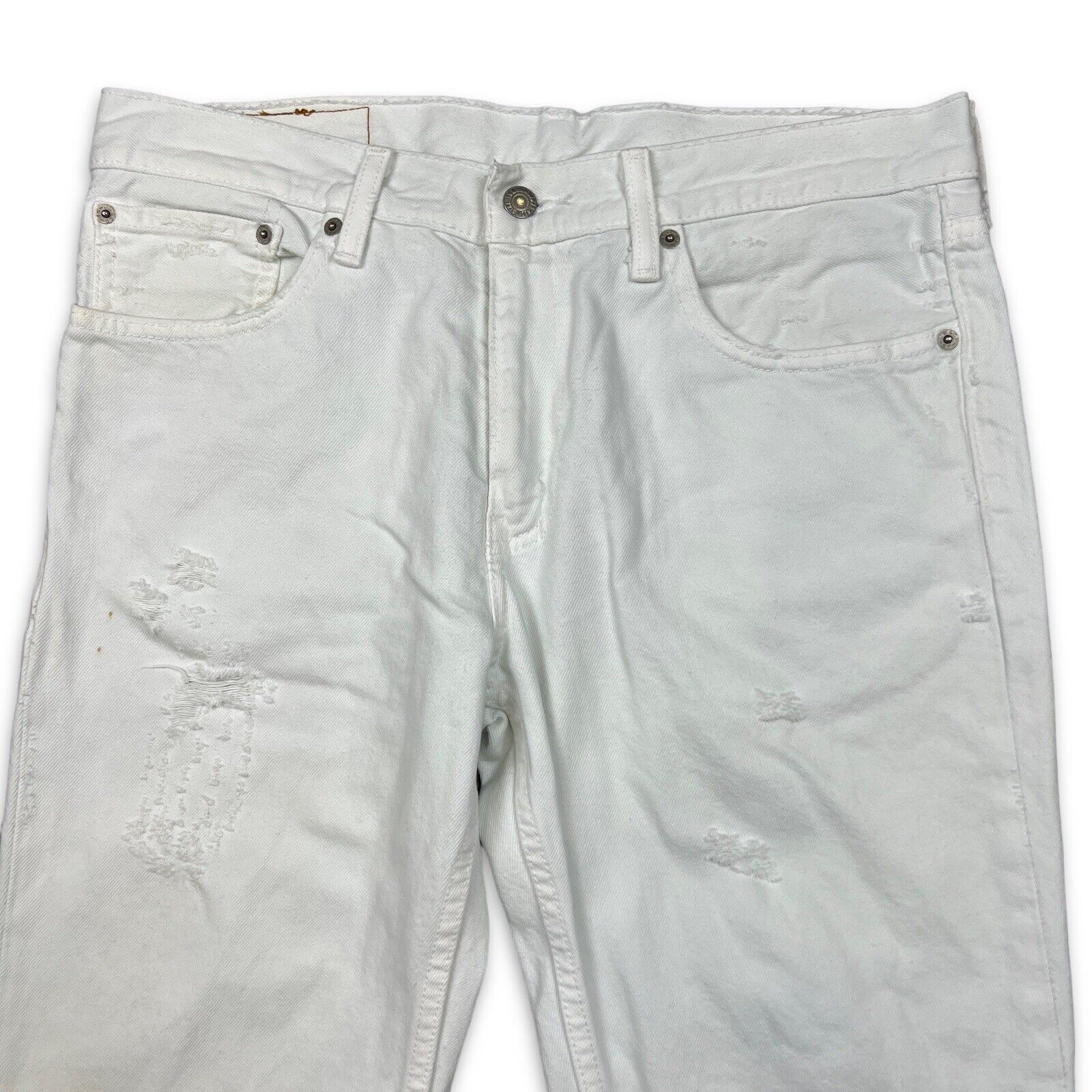 Levi's × Vintage Levi's 511 Jeans 33x34 White Distressed Slim Fit Denim Size US 33 - 3 Thumbnail