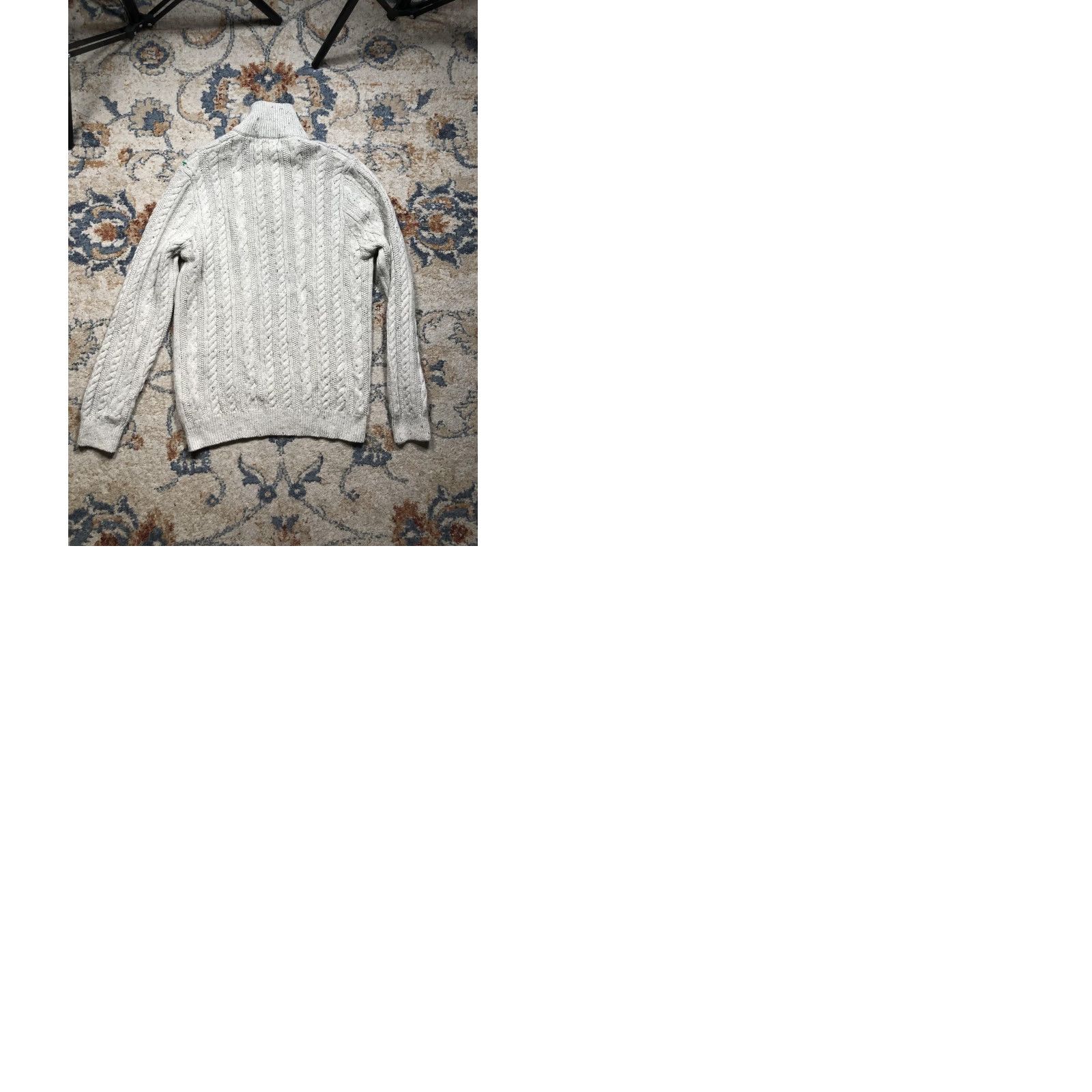 Marks & Spencer Marks & Spencer Sweater Mens Medium Gray Cable Knit Mock Neck Henley Wool Blend Size US M / EU 48-50 / 2 - 9 Thumbnail