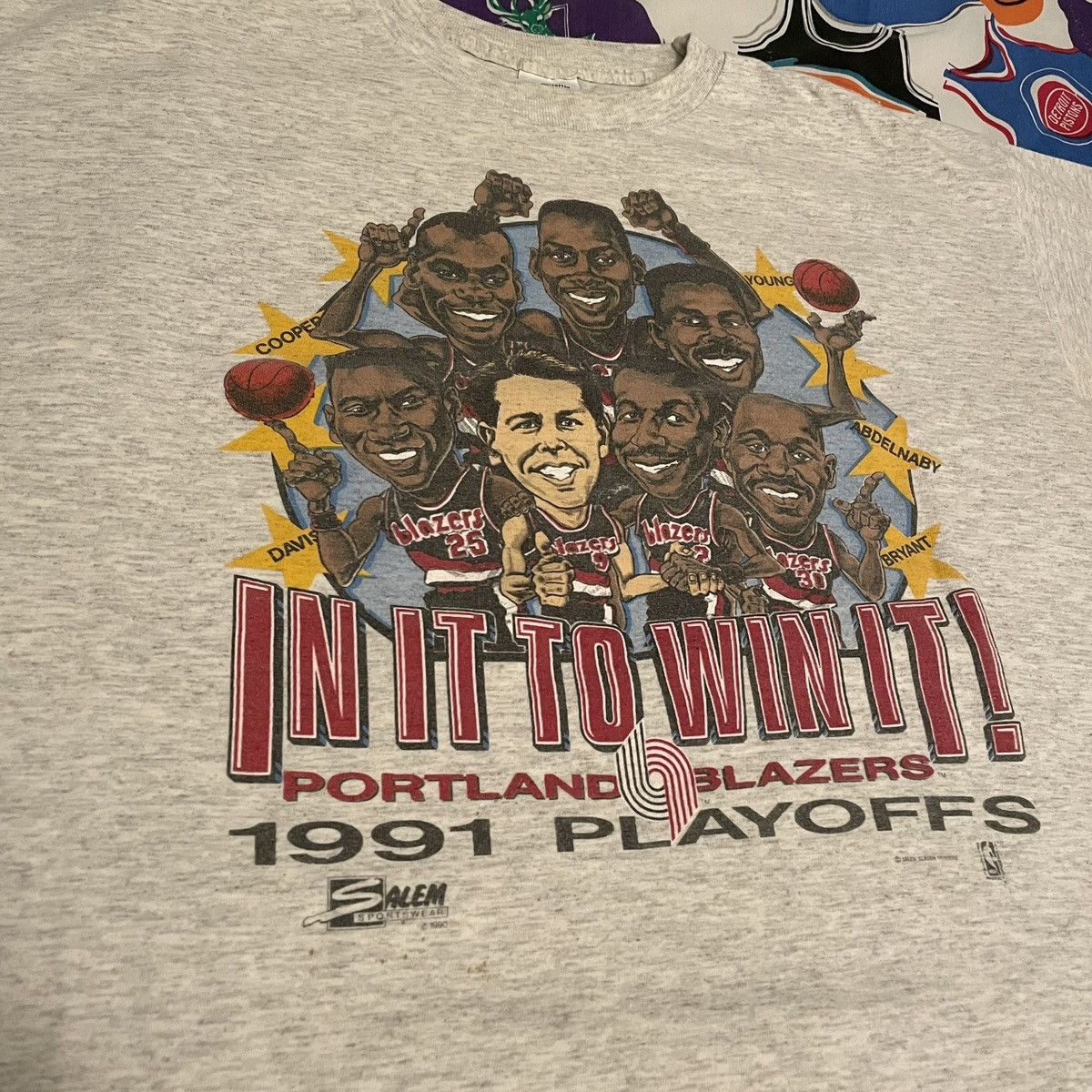 NBA × Salem Sportswear × Vintage Vintage 1991 NBA Portland Trail Blazers Caricature Tee Size US XL / EU 56 / 4 - 3 Thumbnail