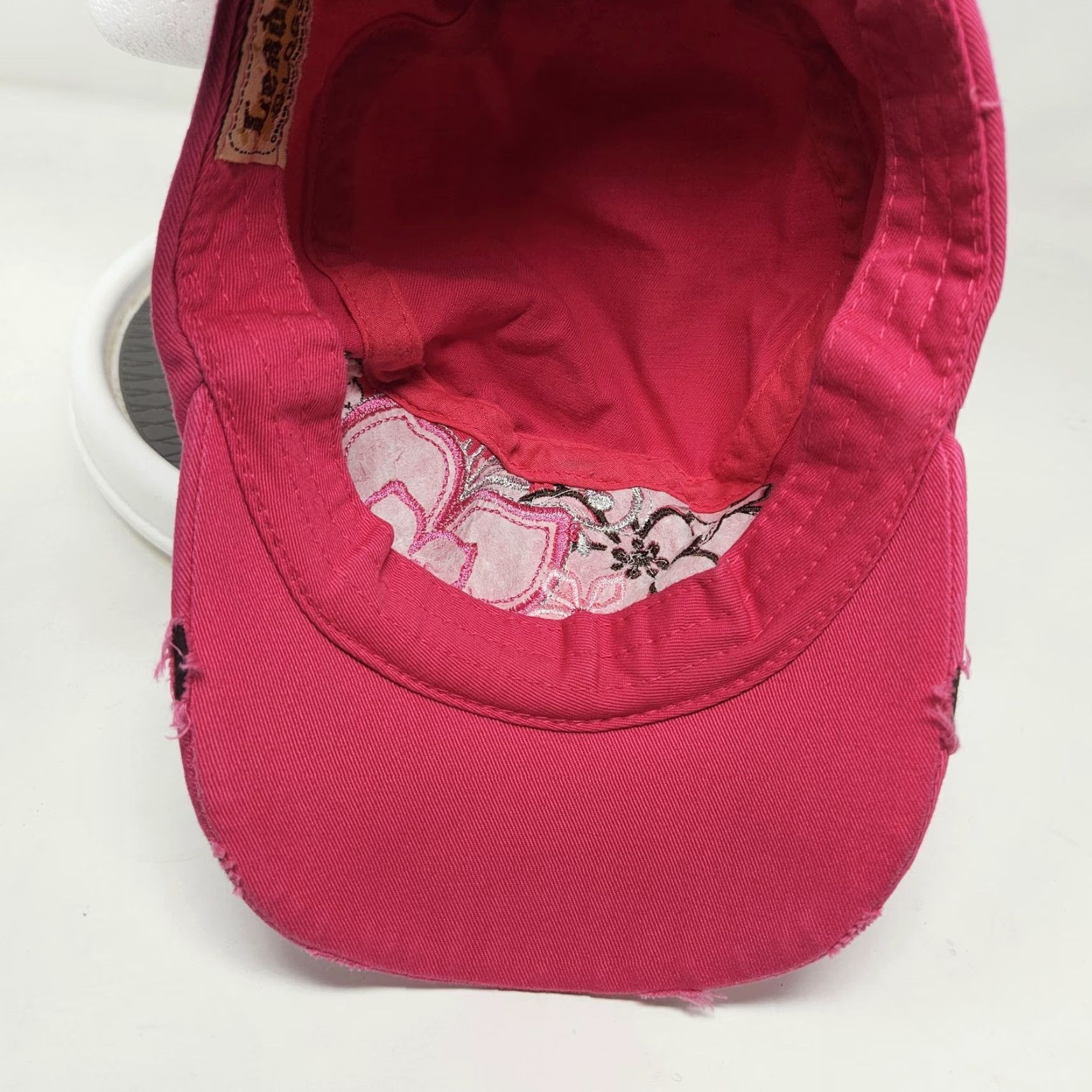 Pinko Leader Hat Cap Adjustable Womens Pink Floral Rhinestone Army Cadet Cap Size ONE SIZE - 6 Thumbnail