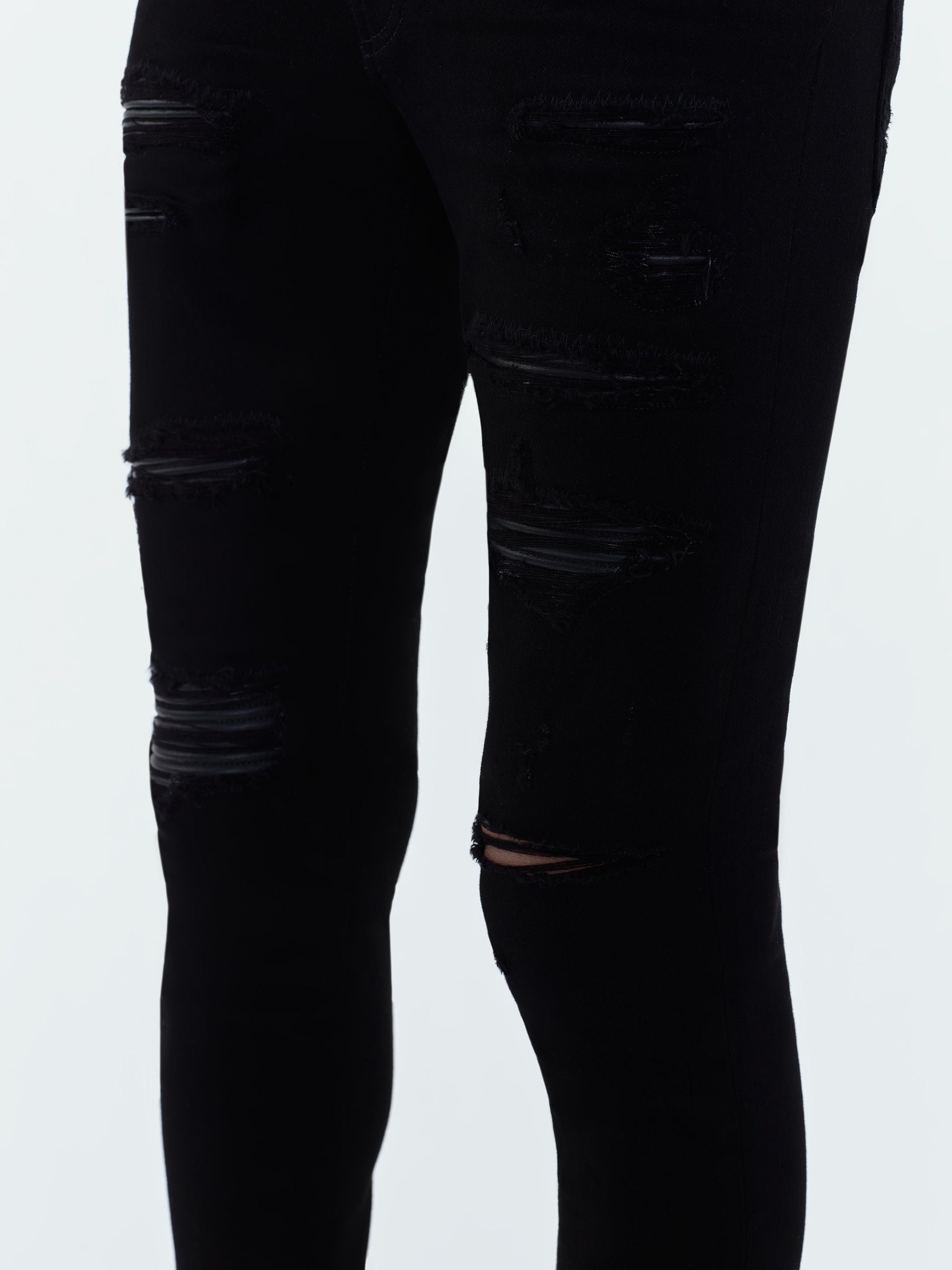 Amiri oc11z0225 Leather Thrasher Jeans in Black Size US 36 / EU 52 - 6 Thumbnail